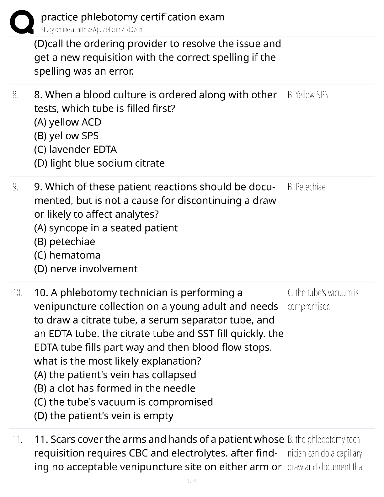 Preview page 3 of Practice Phlebotomy Certification Exam / score 100% / 2025 update / CPT test bank study guide