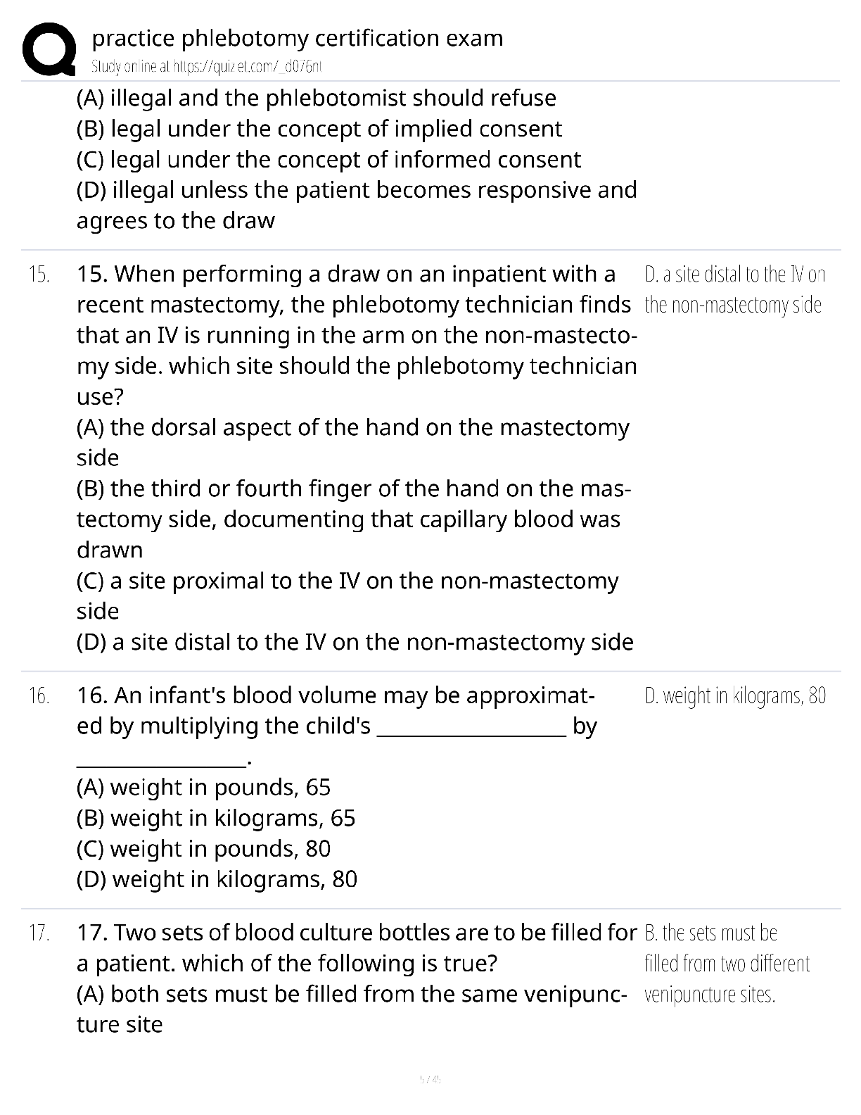 Preview page 5 of Practice Phlebotomy Certification Exam / score 100% / 2025 update / CPT test bank study guide