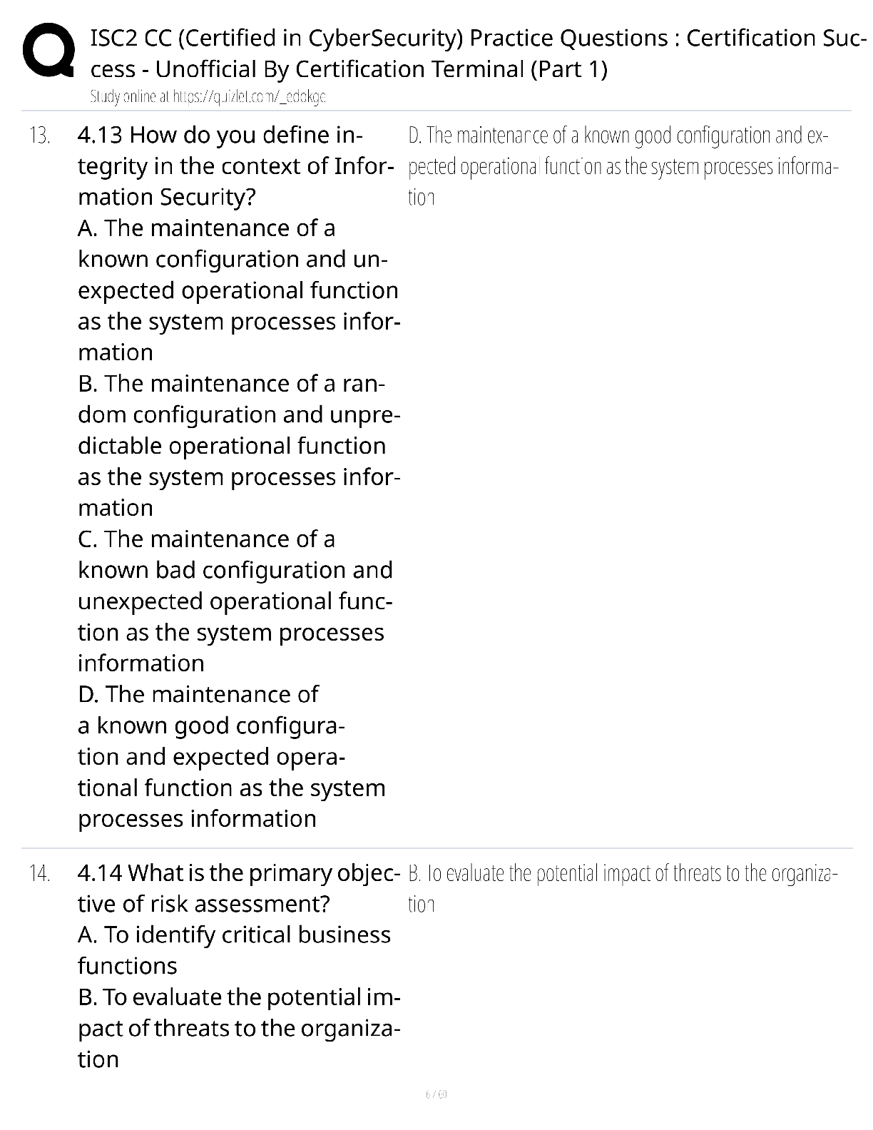 ISC2 CC Certified Cybersecurity Practice Questions Part 1 / score 10 ...