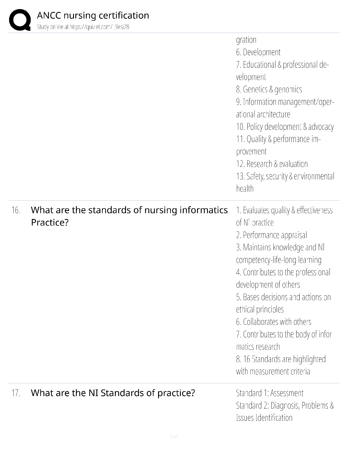 Preview page 7 of ANCC Nursing Certification / score 100% / 2025 update / RN-BC exam prep study guide