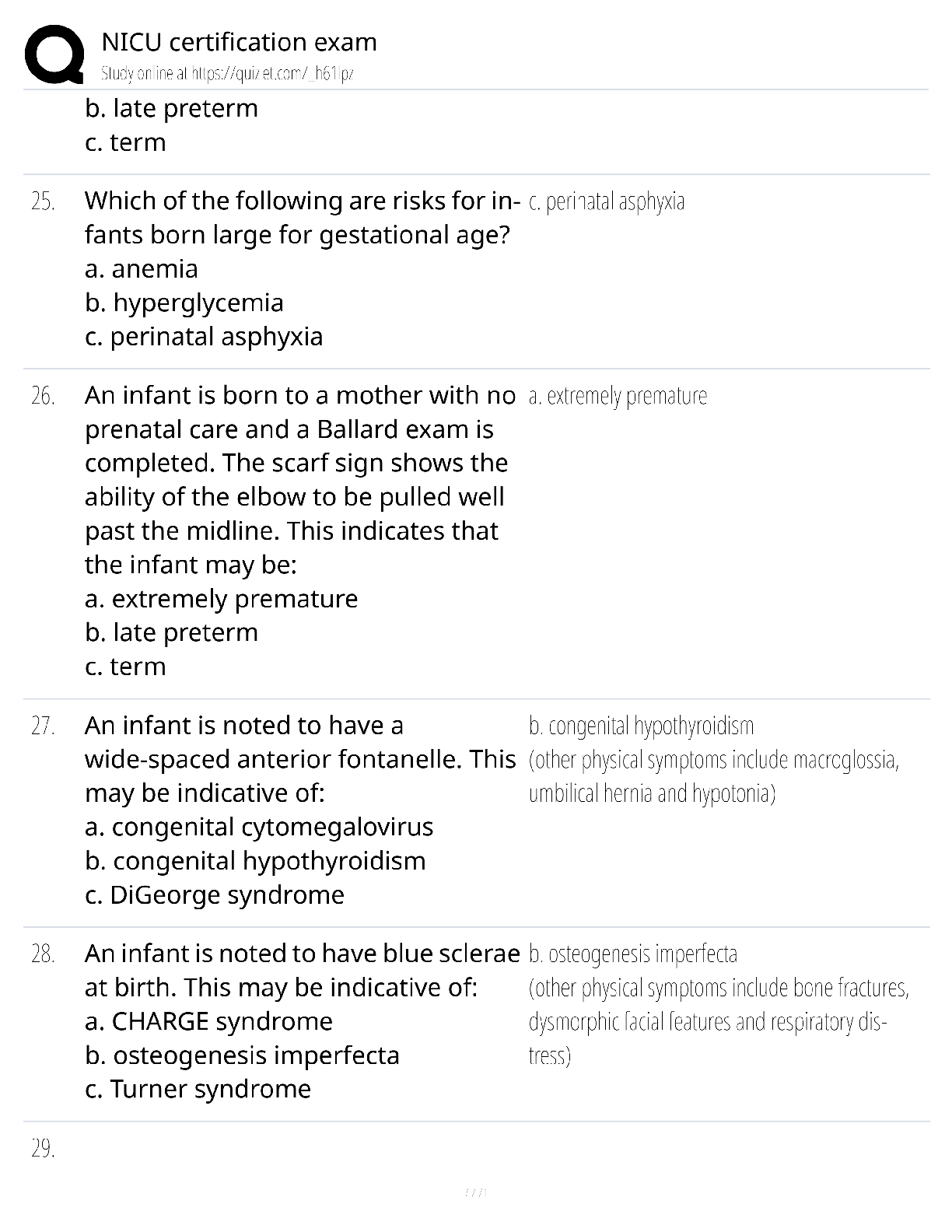 Preview page 7 of NICU Certification Exam / score 100% / 2025 update / RNC-NIC exam prep study guide
