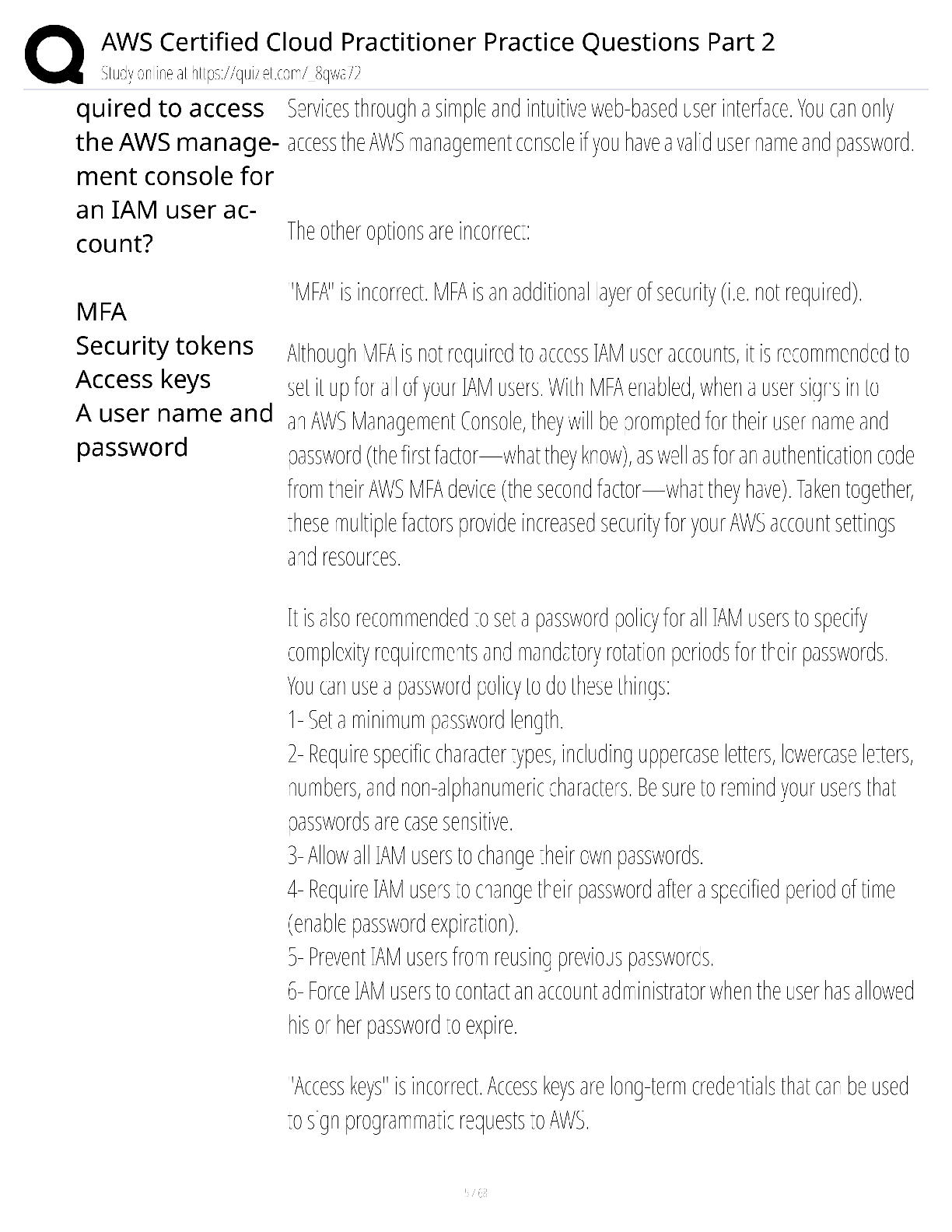 Preview page 5 of AWS Certified Cloud Practitioner Practice Questions Part 2 / score 100% / 2025 update / CLF-C02 test bank
