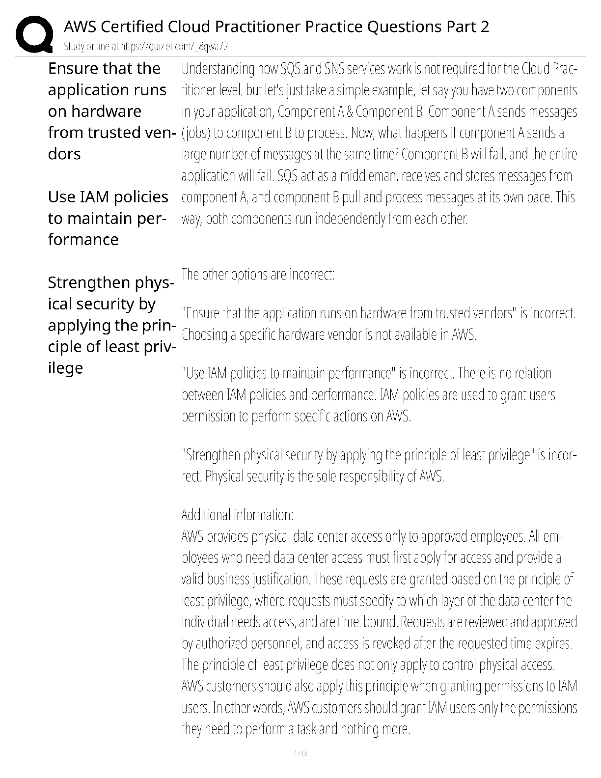 Preview page 7 of AWS Certified Cloud Practitioner Practice Questions Part 2 / score 100% / 2025 update / CLF-C02 test bank