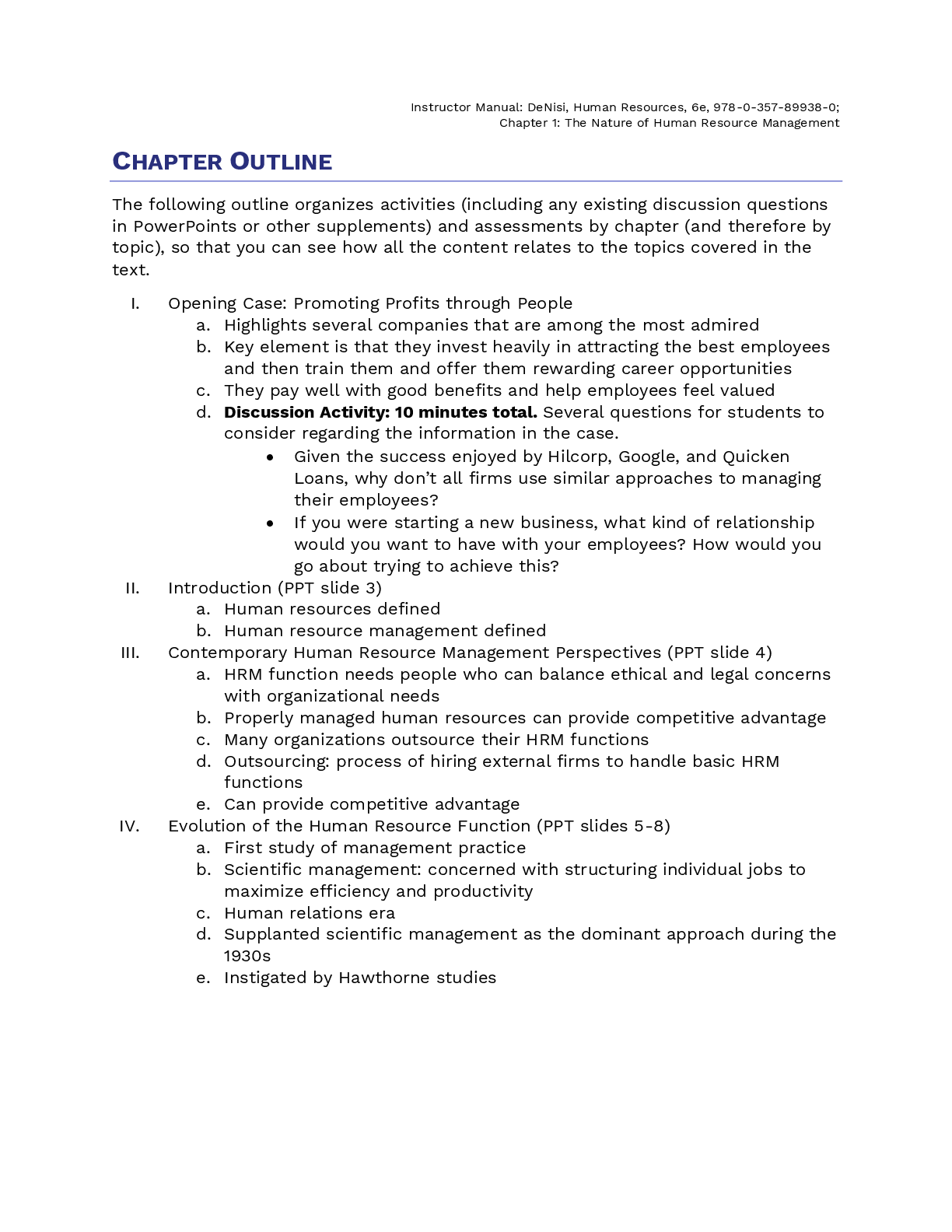 Preview page 4 of Instructor Manual HR Human Resources 6th Edition By Angelo Denisi, Ricky Griffin