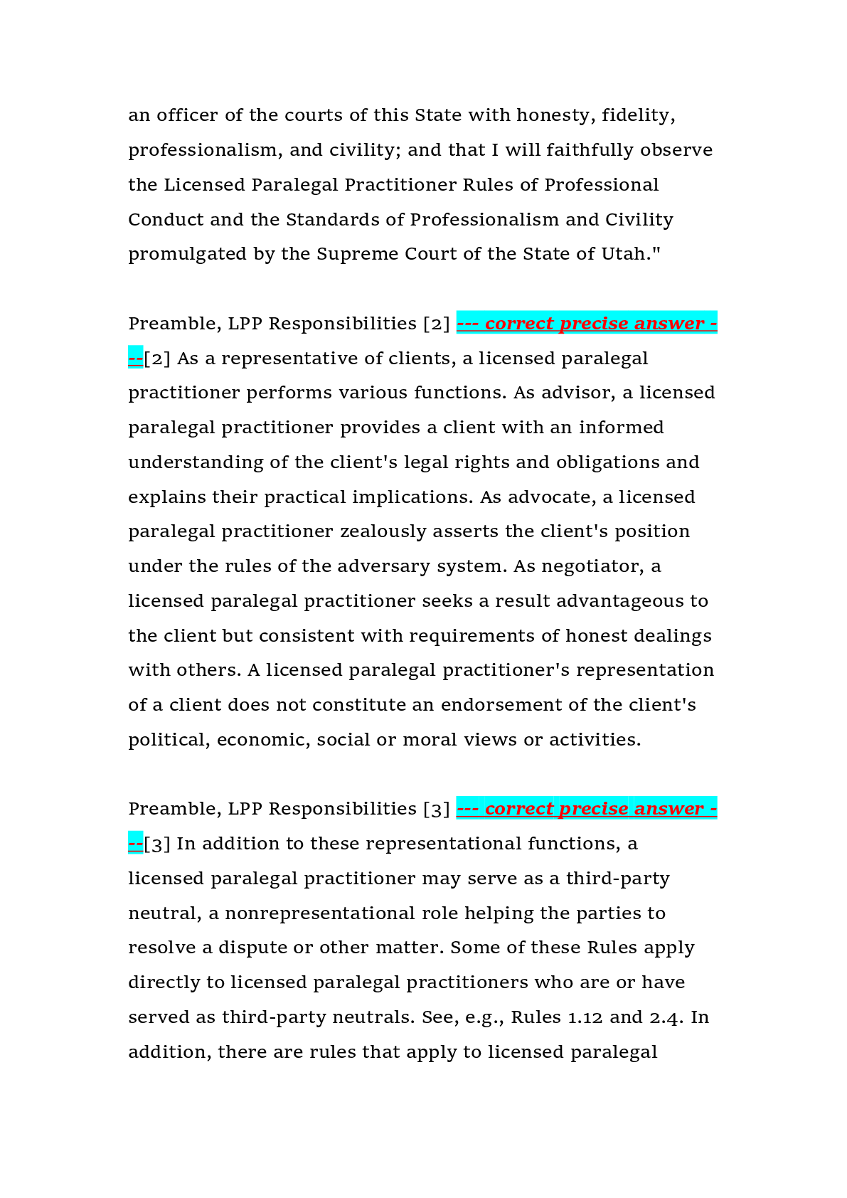 Preview page 2 of Licensed Paralegal Practitioner (LPP) Ethics Exam 2026 – Utah State Bar – Complete Ethics Rules, Professional Responsibi