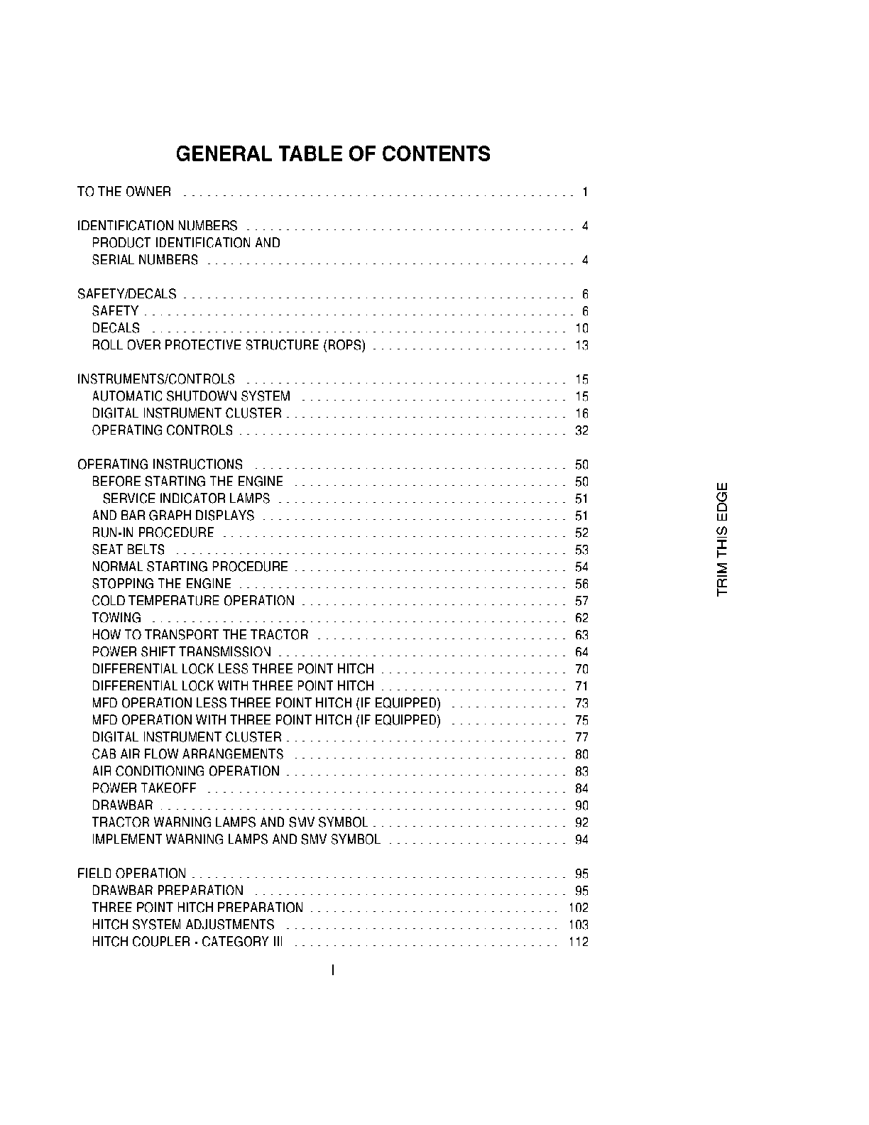 Preview page 4 of CASE IH 8910 8920 TRACTOR OPERATOR MANUAL
