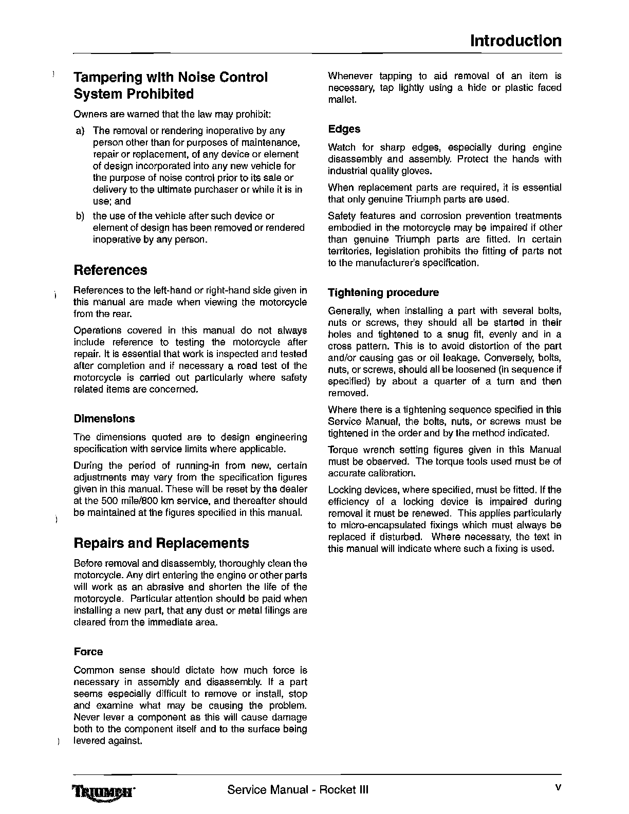 Preview page 5 of triumph rocket 3 service workshop manual 2004-2009