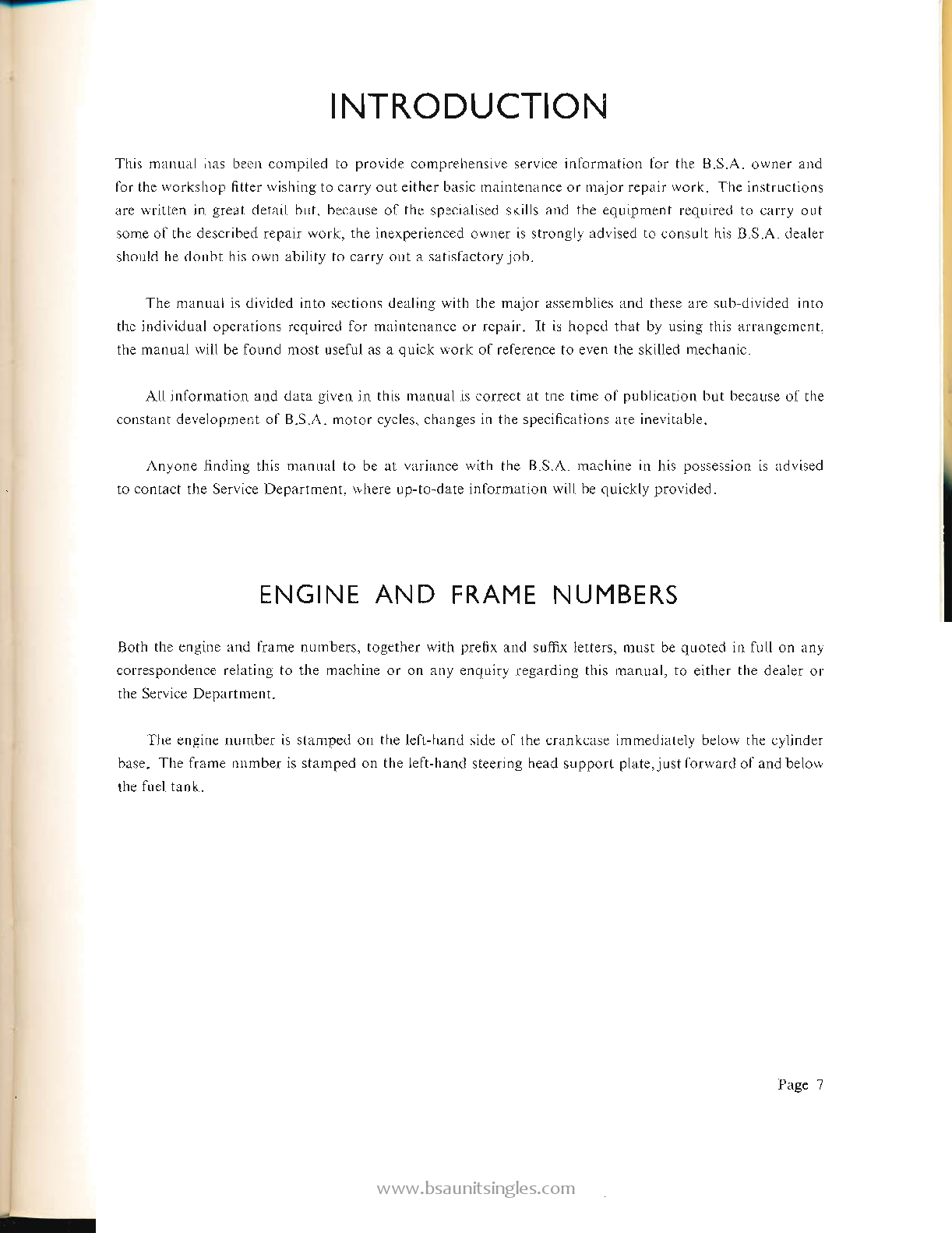 Preview page 8 of BSA Victor series Model B44 workshop manual