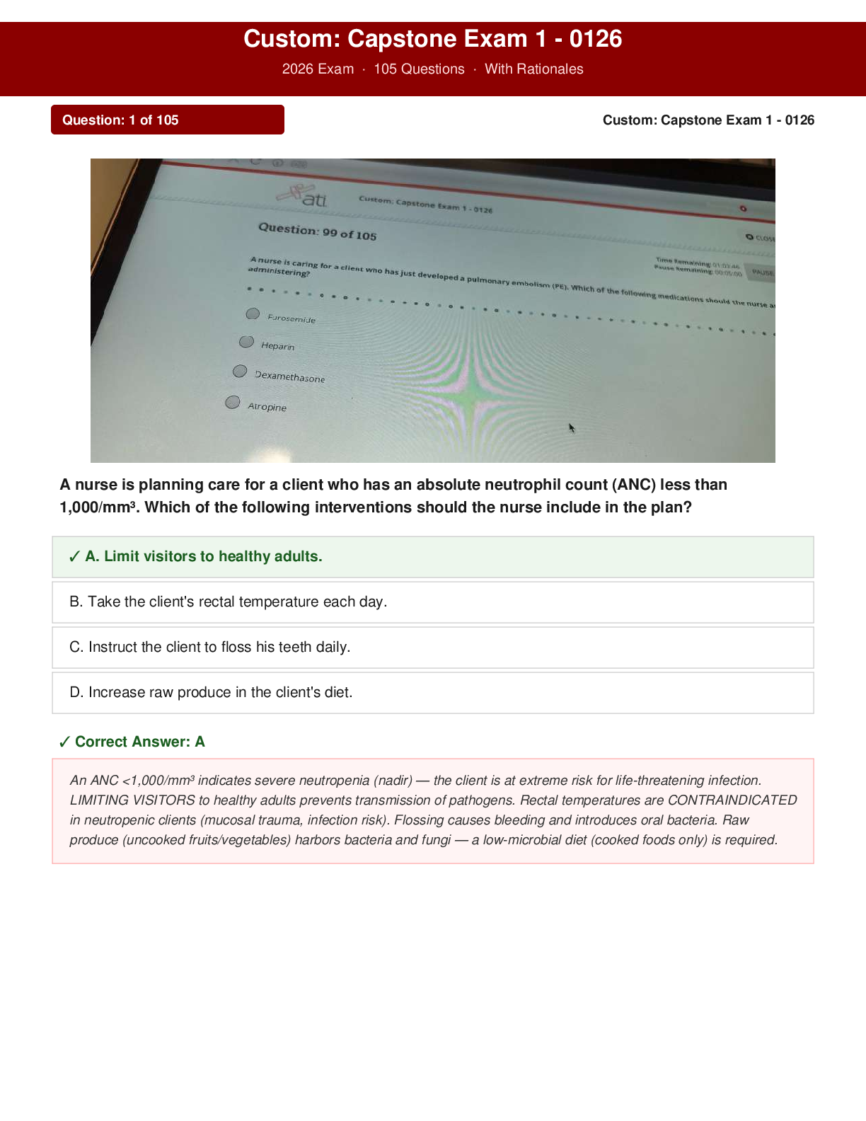 Preview of Custom Capstone Exam 1 0126 2026 Exam 105 Questions And Answers