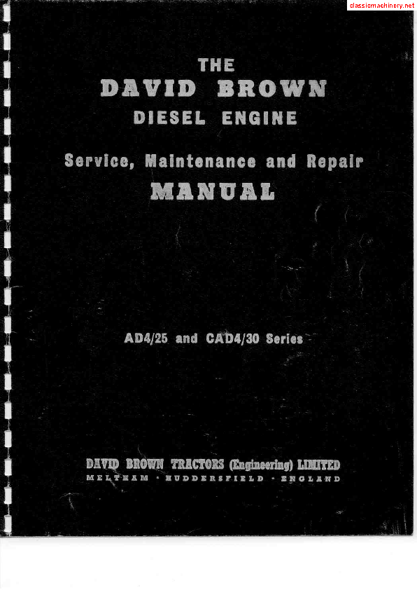 Preview of DAVID BROWN AD4 25 and CAD4 30 Diesel Engine Sepair Repair Manual