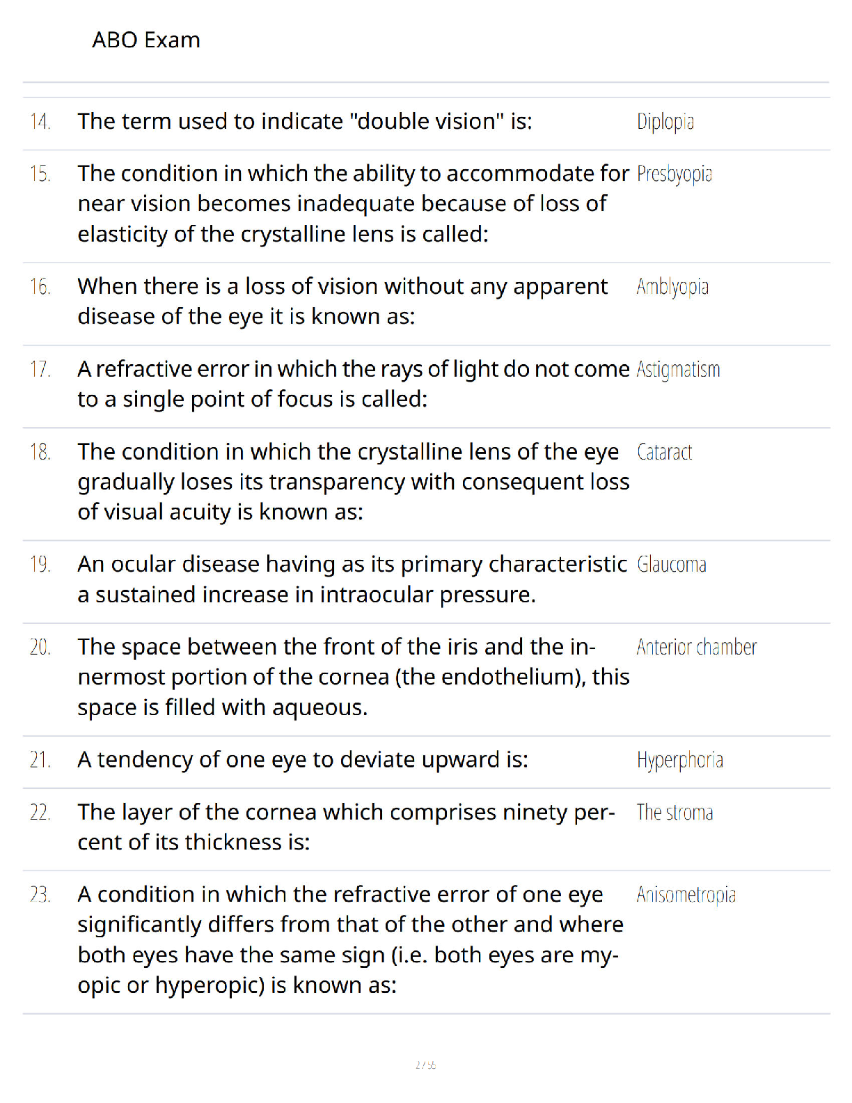 Preview page 2 of ABO Exam - Ultimate Certification Mastery Guide - Verified Questions and Answers - Latest Exam Prep Edition - A+ Guarant