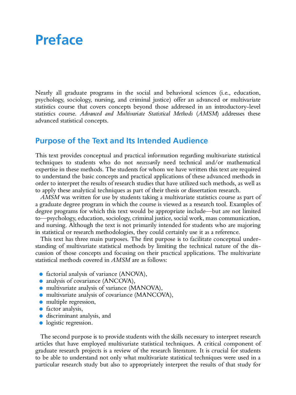 Preview page 10 of eBook PDF Advanced and Multivariate Statistical Methods Practical Application and Interpretation 8th Edition By Craig Me