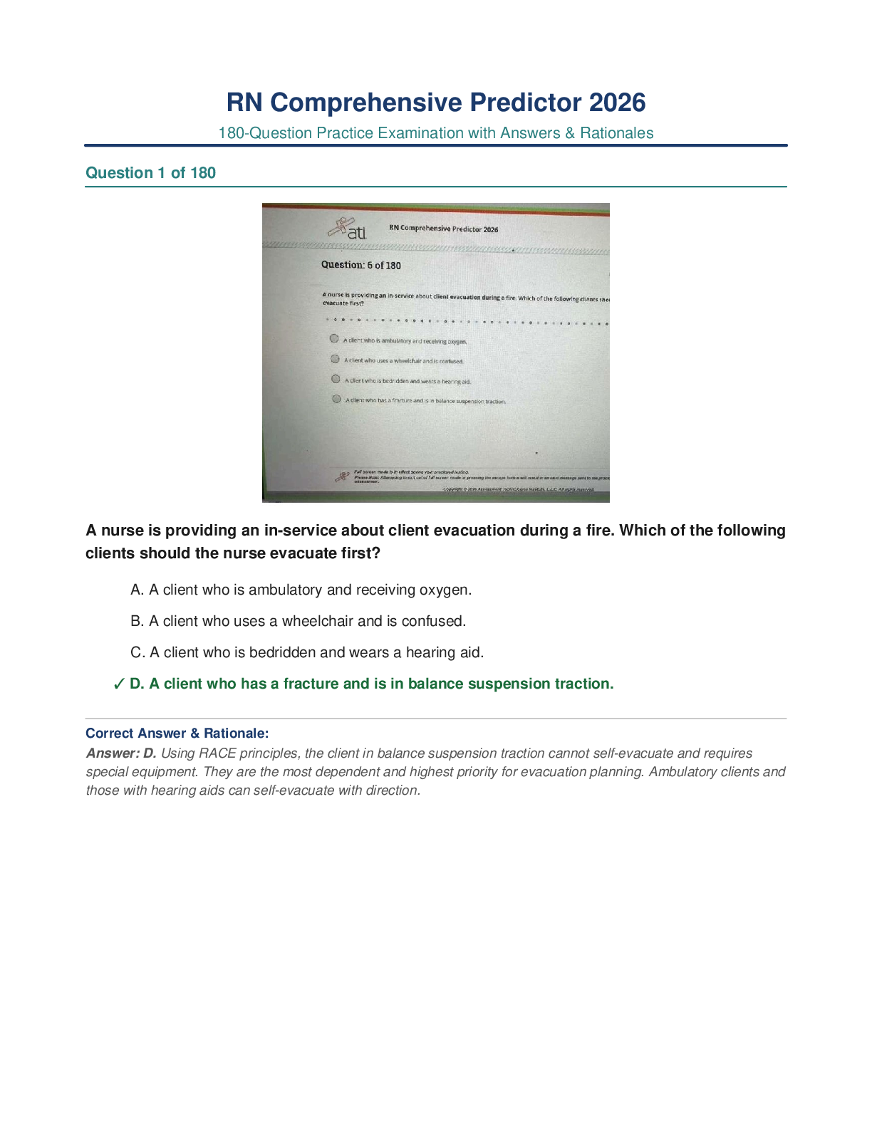 Preview of RN Comprehensive Predictor 2026 V2 A+Questions Answers