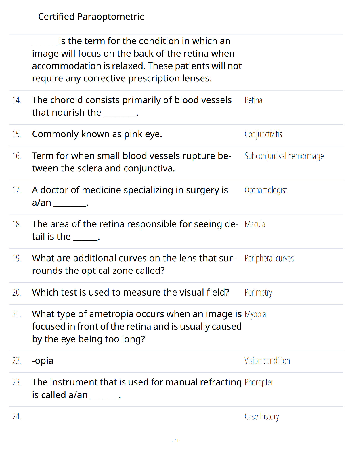 Preview page 2 of Certified Paraoptometric Certification Mastery Guide – Complete Exam Review – Verified Questions and Answers – Ultimate