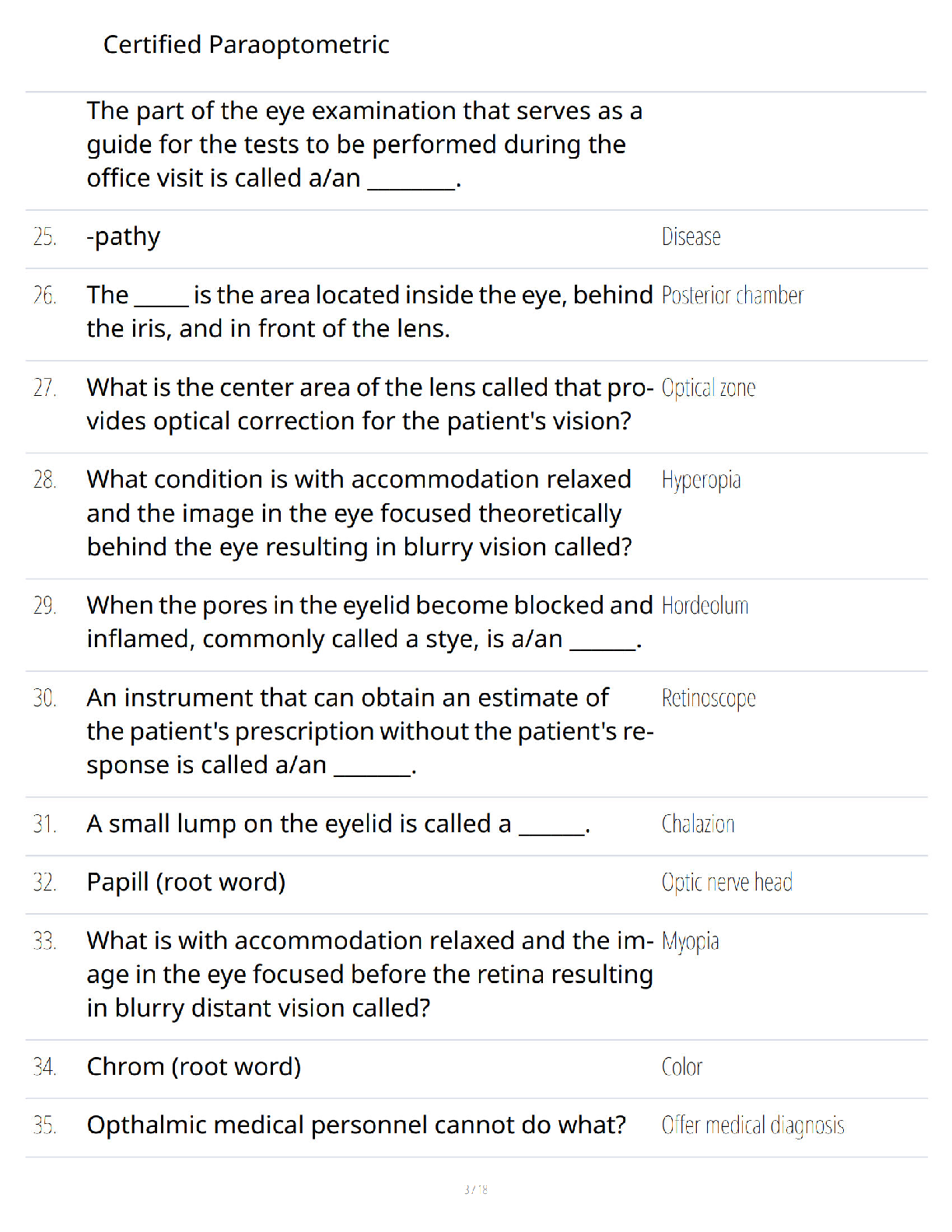 Preview page 3 of Certified Paraoptometric Certification Mastery Guide – Complete Exam Review – Verified Questions and Answers – Ultimate