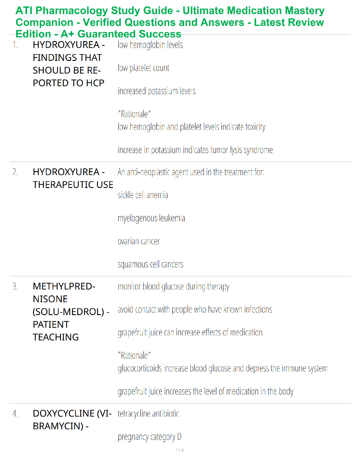Preview of ATI Pharmacology Study Guide – Complete Exam Mastery Review – Verified Questions and Answers – Ultimate Medication Success System – A+ Guaranteed