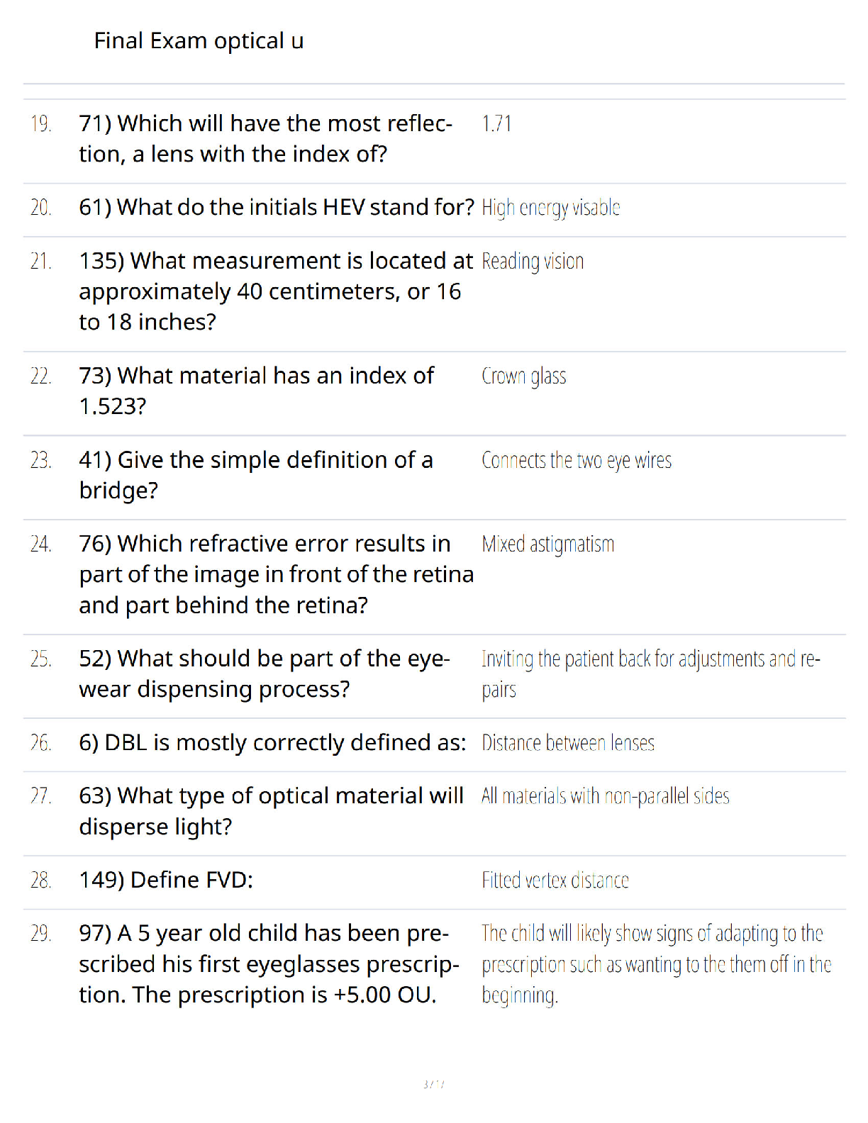 Preview of Final Exam Optical U – Complete Exam Mastery Review – Verified Questions and Answers – Ultimate Study Guide for Guaranteed Success – A+ Guaranteed