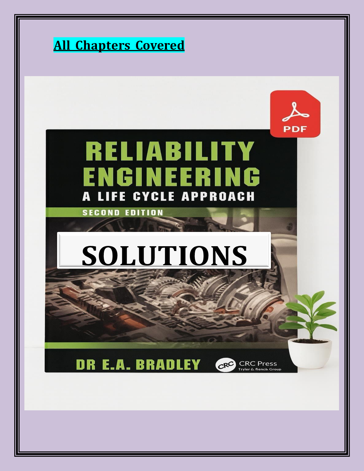 Preview page 2 of RELIABILITY   ENGINEERING: A LIFE  CYCLE APPROACH  (2ND EDITION) BY DR  BRYAN DODS 100%  VERIFIED SOLUTIONS  2026/2027