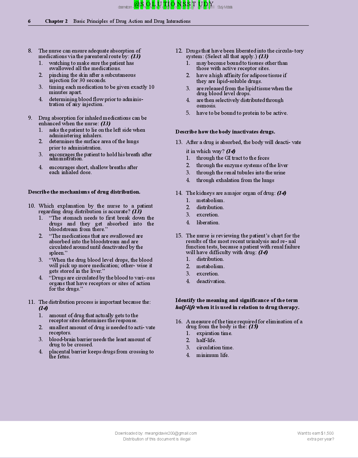 Preview page 8 of CLAYTON'S BASIC   PHARMACOLOGY  FOR NURSES  (20TH  EDITION) BY  MICHELLE  WILLIHNGANZ  100% VERIFIED  SOLUTIONS  2026/20