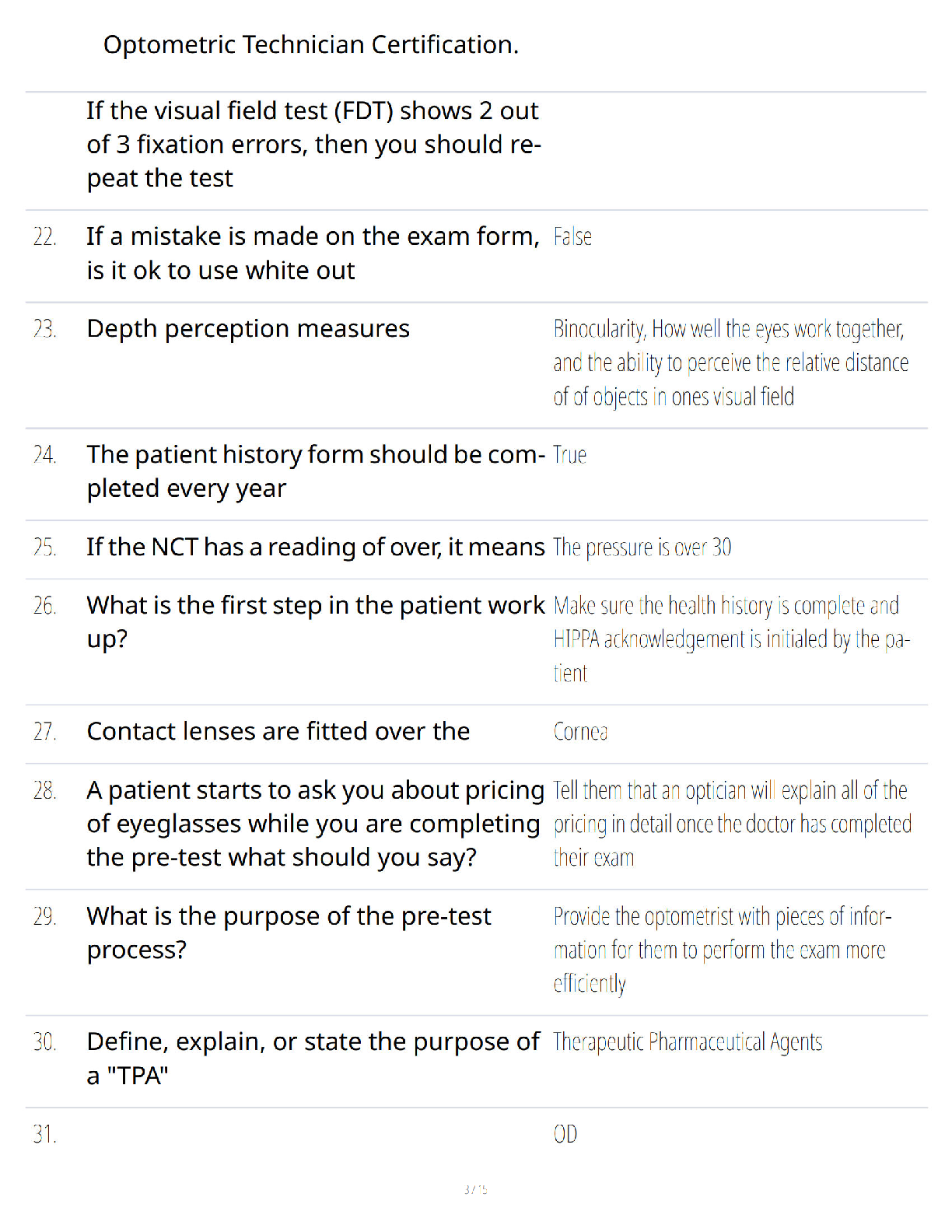 Preview page 3 of Optometric Technician Certification Exam Study Guide - Verified Questions and Answers - A+ Guaranteed Success Review