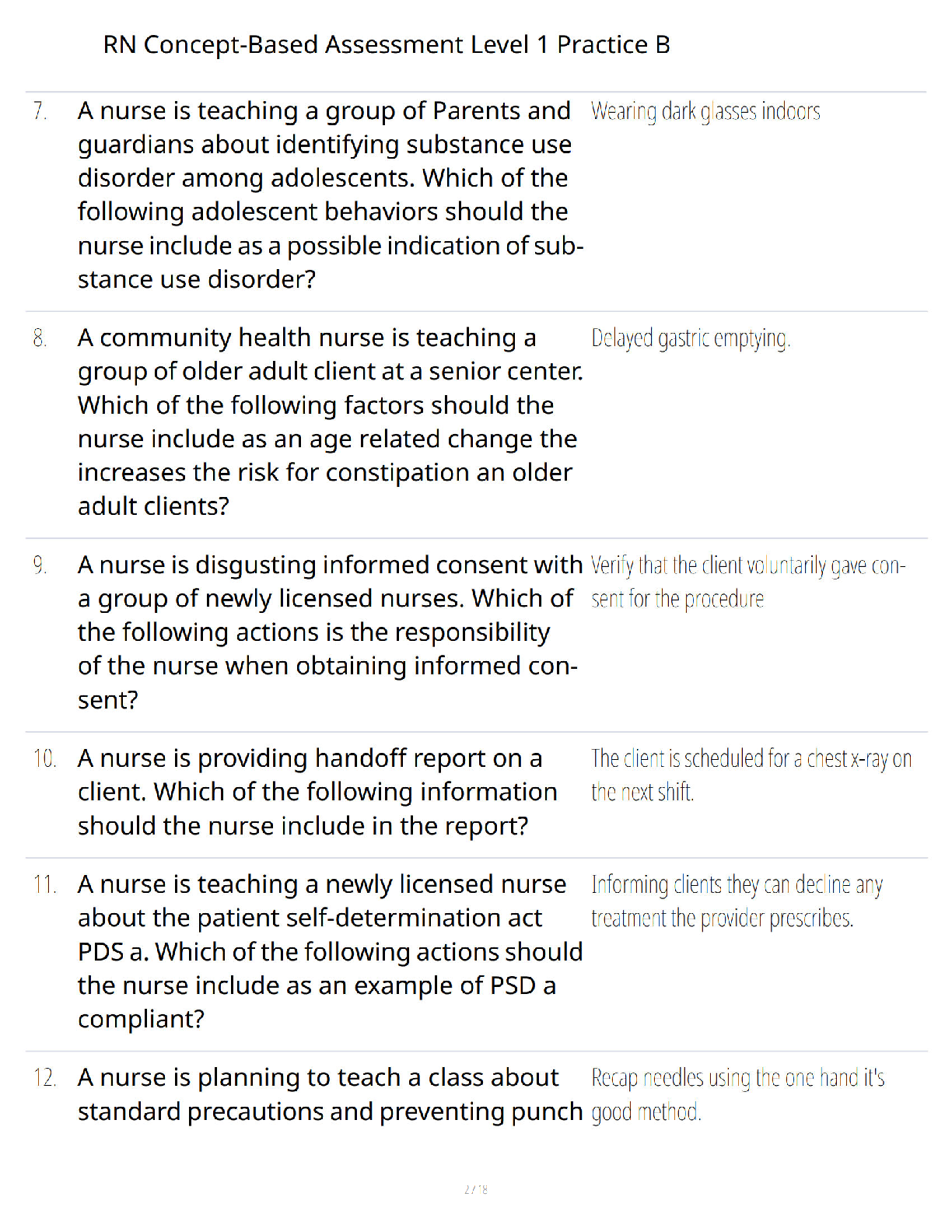 Preview page 2 of RN Concept-Based Assessment Level 1 Study Guide - Verified Questions and Answers - A+ Guaranteed Success Review