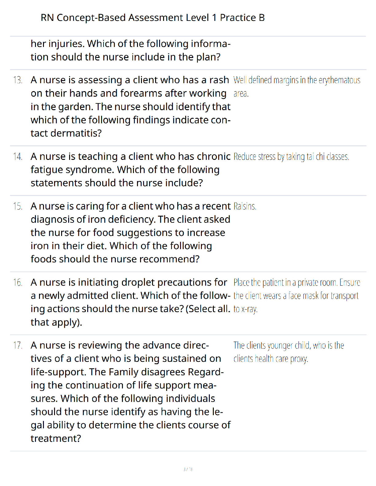 Preview page 3 of RN Concept-Based Assessment Level 1 Study Guide - Verified Questions and Answers - A+ Guaranteed Success Review