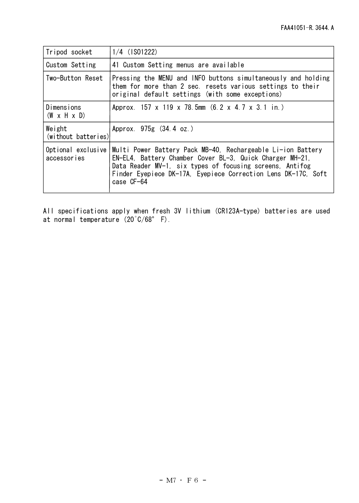 Preview page 2 of NIKON F6 Camera Service Repair Manual