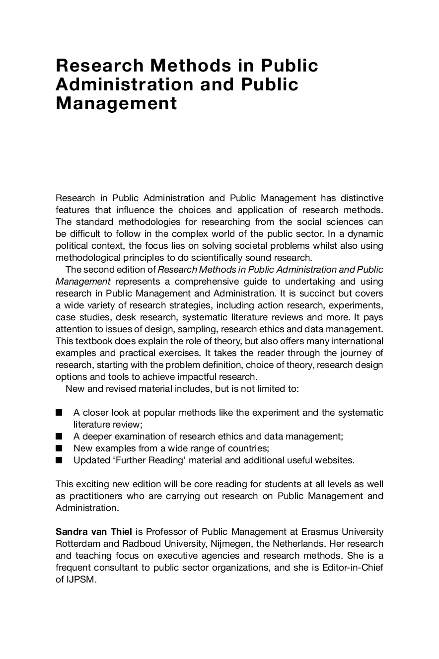 Preview page 4 of Research Methods in Public Administration and Public Management An Introduction 2nd Edition By Sandra Van Thiel