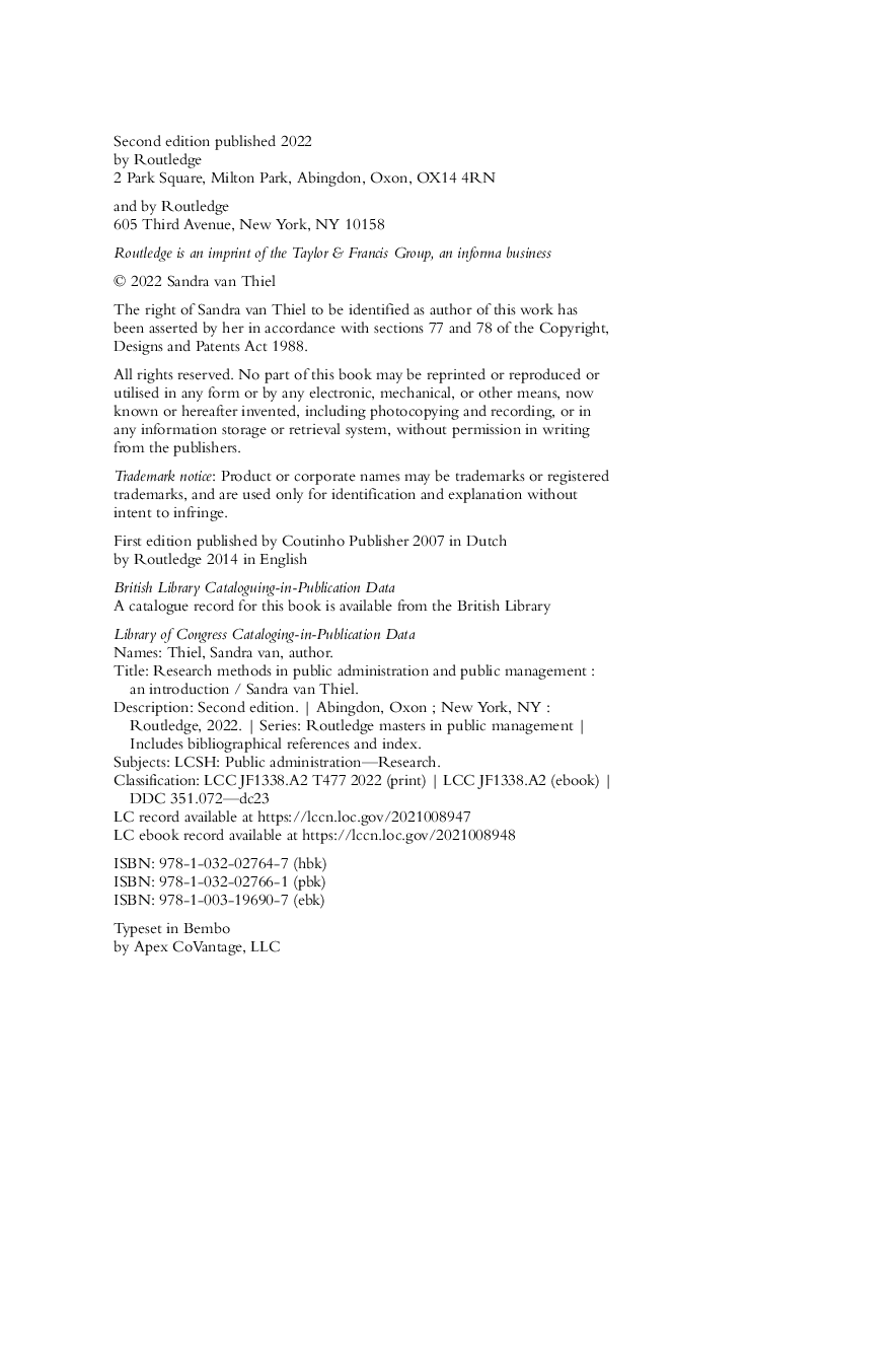 Preview page 7 of Research Methods in Public Administration and Public Management An Introduction 2nd Edition By Sandra Van Thiel