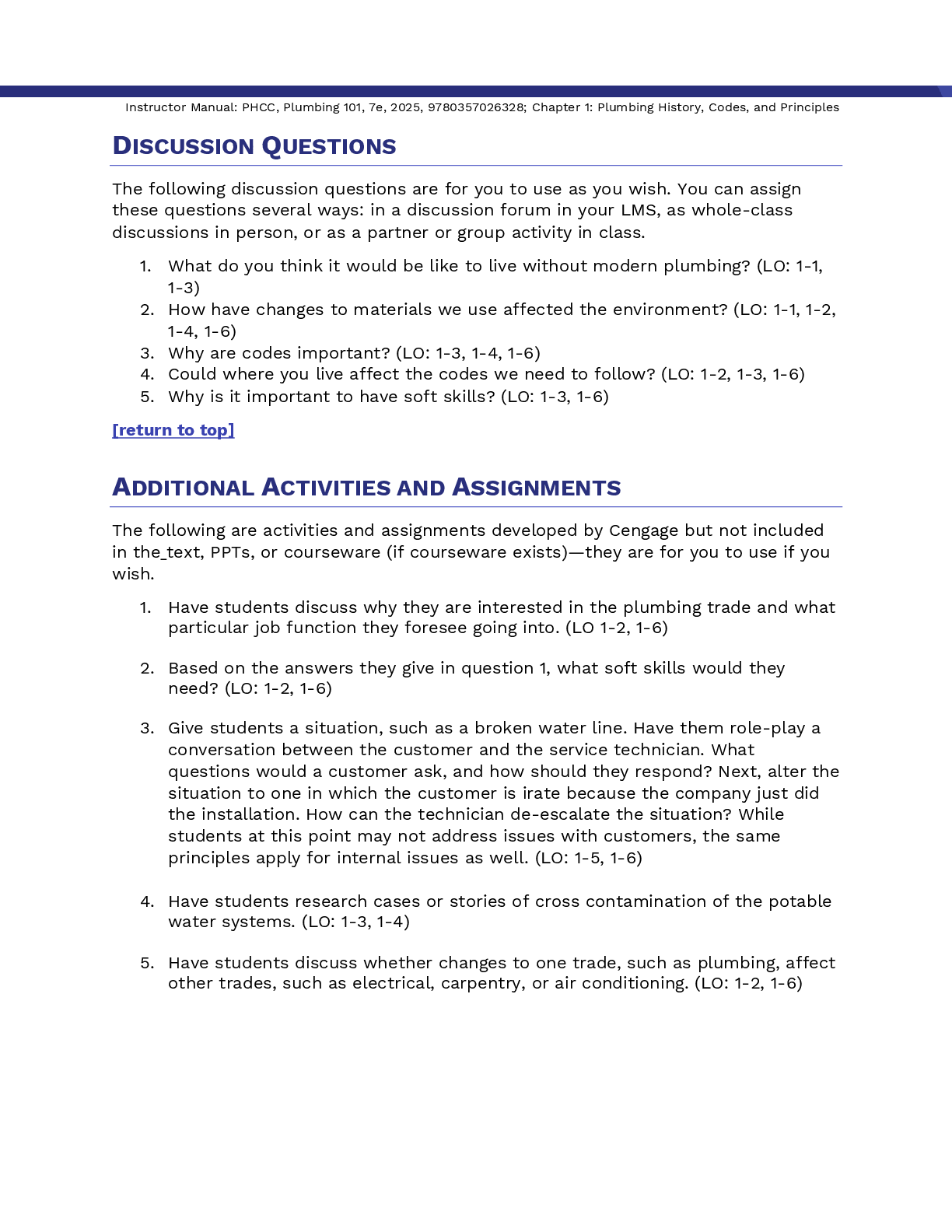 Preview page 5 of Instructor Manual Plumbing 101 7th Edition By PHCC Educational Foundation, Edward Moore
