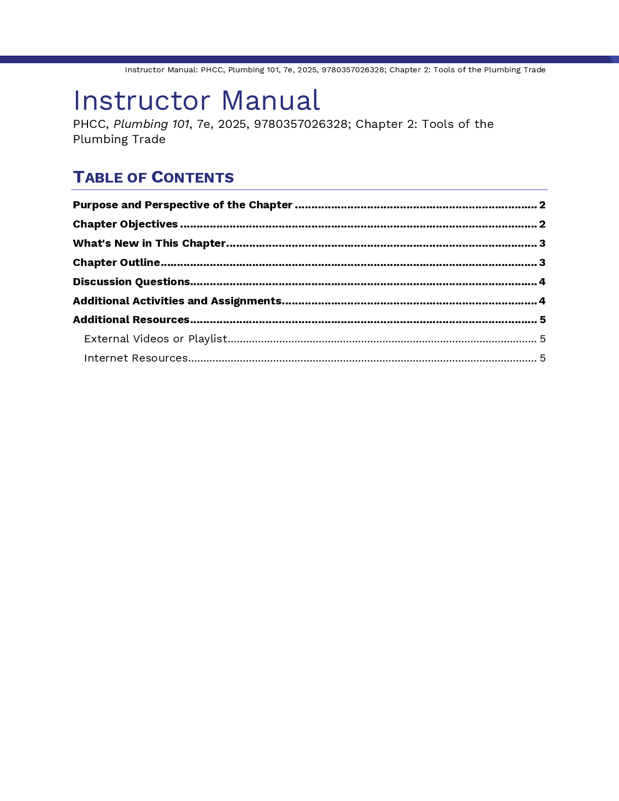 Preview page 7 of Instructor Manual Plumbing 101 7th Edition By PHCC Educational Foundation, Edward Moore