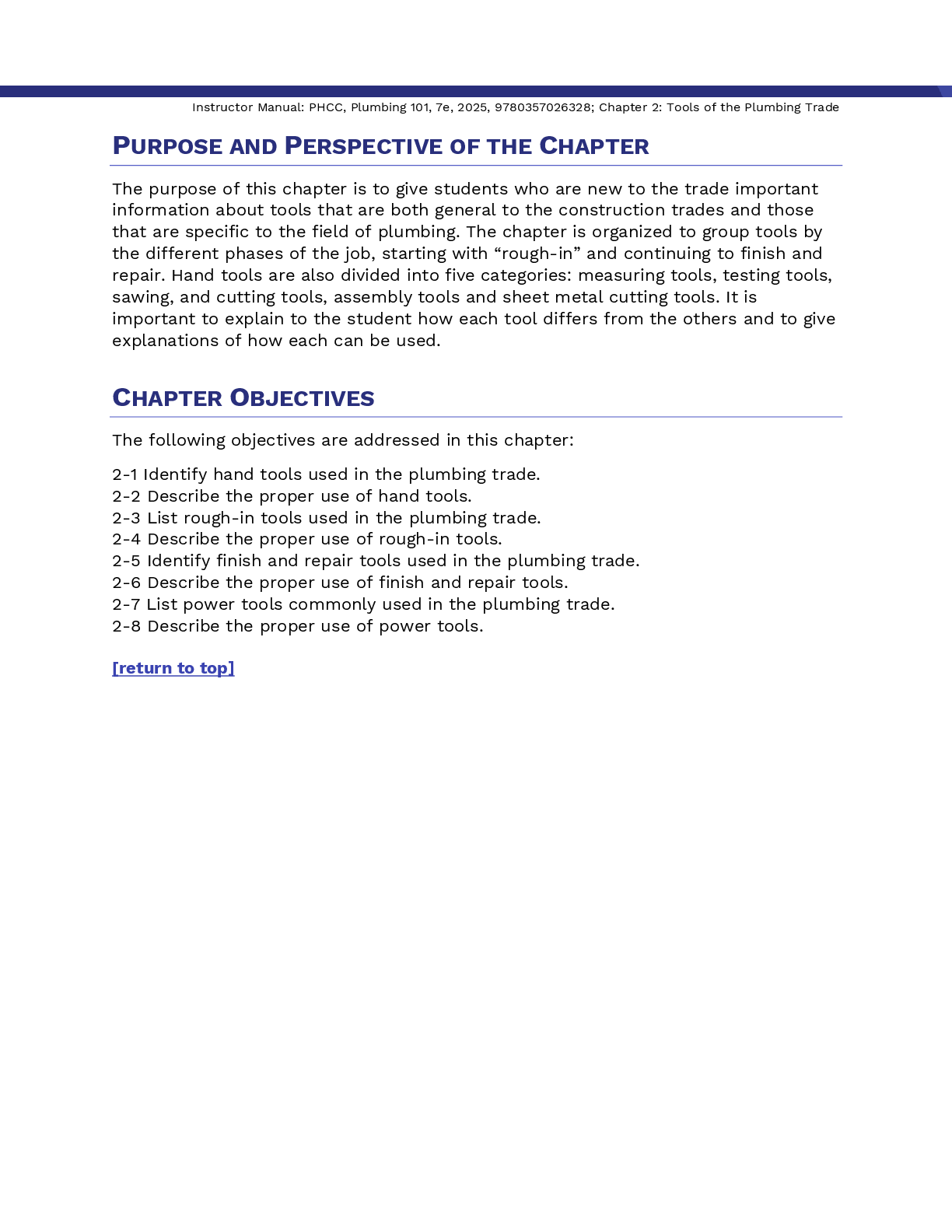Preview page 8 of Instructor Manual Plumbing 101 7th Edition By PHCC Educational Foundation, Edward Moore