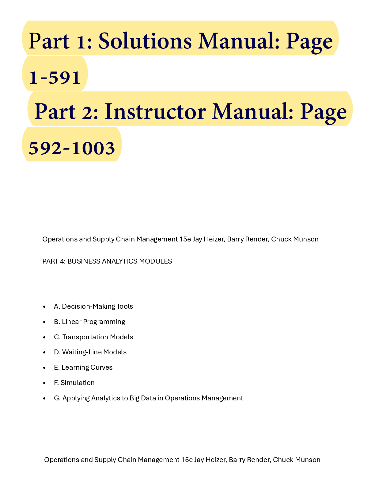 Preview page 3 of Solutions Manual Operations and Supply Chain Management 15th Edition By Jay Heizer, Barry Render, Chuck Munson All Chapt