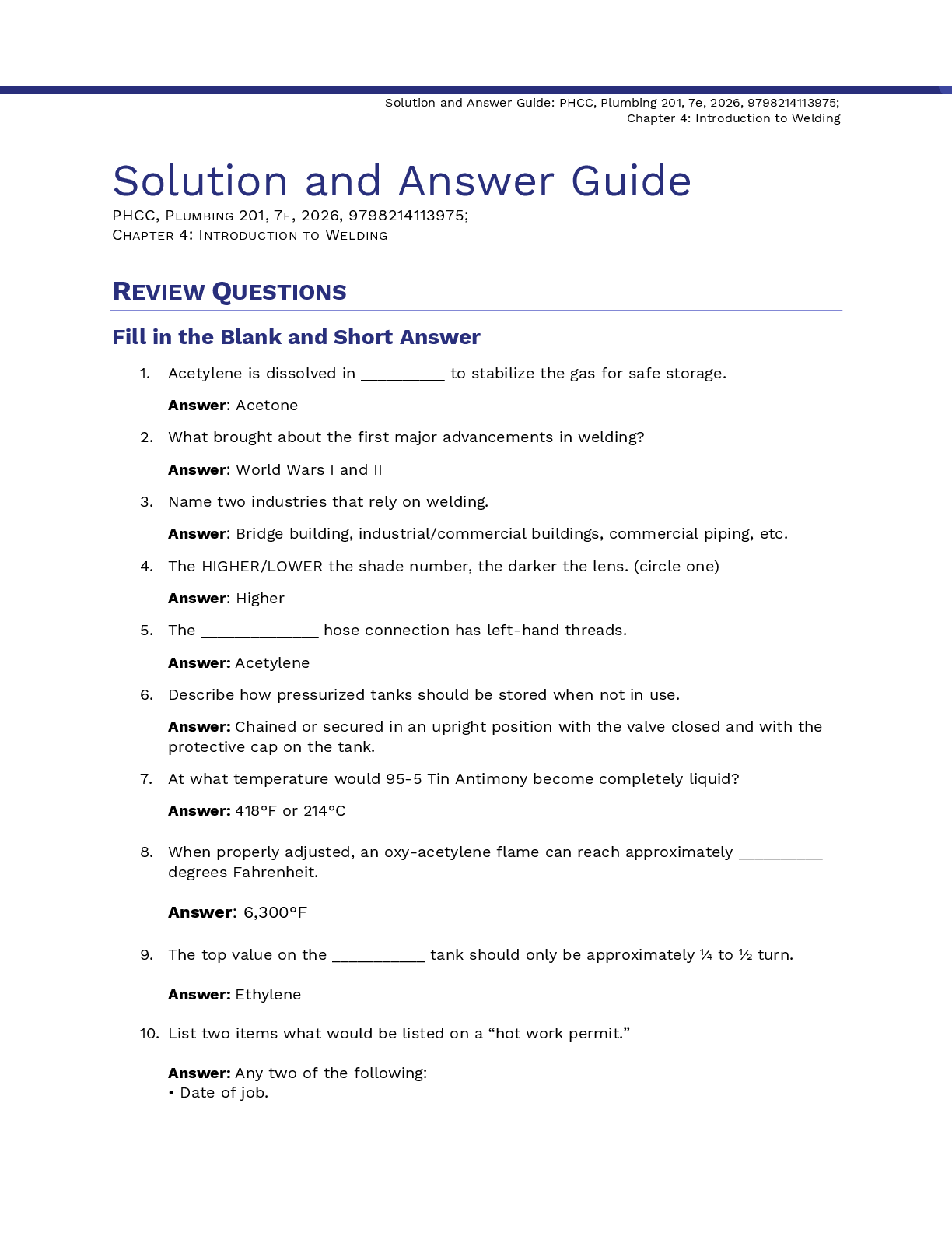 Preview page 5 of Solutions Manual Plumbing 201 7th Edition By PHCC Educational Foundation, Edward Moore All Chapters 1-24