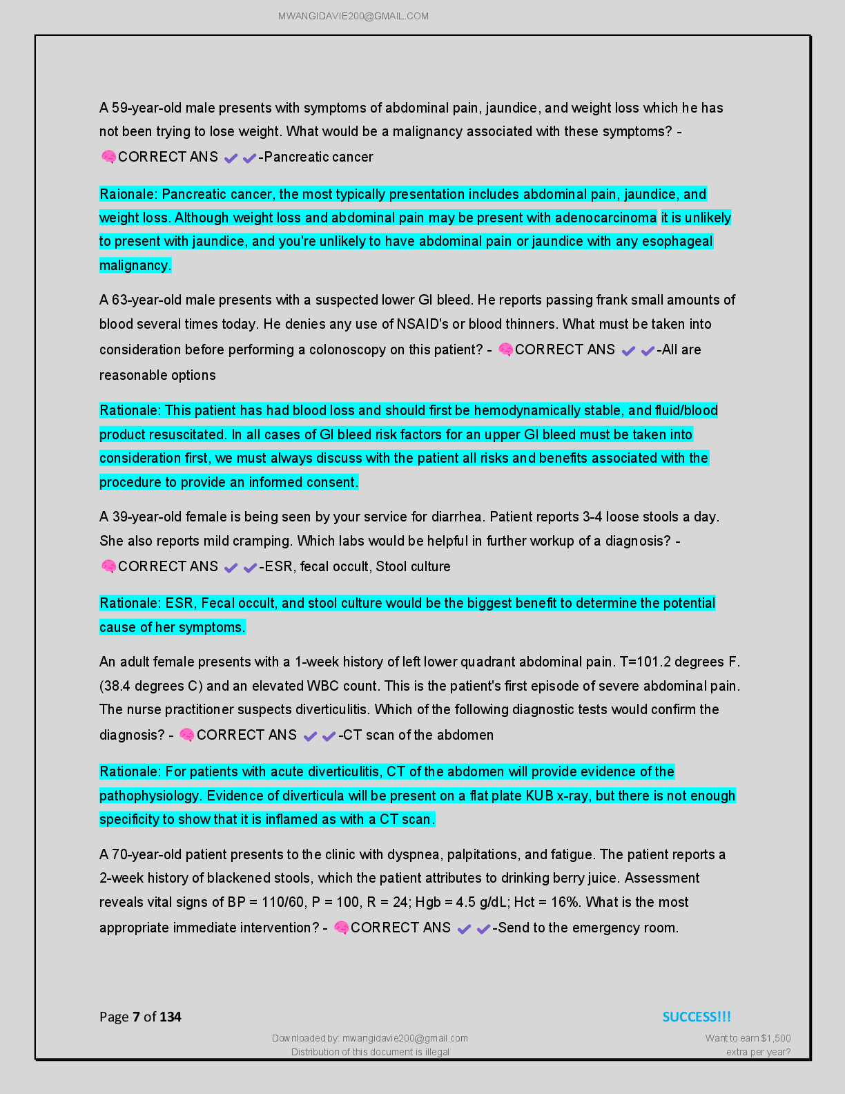 Preview page 8 of NR 603 CEA EXAM  PRACTICE (EXAM 1-4)  |COMPREHENSIVE  WITH RATIONALES  2026/2027