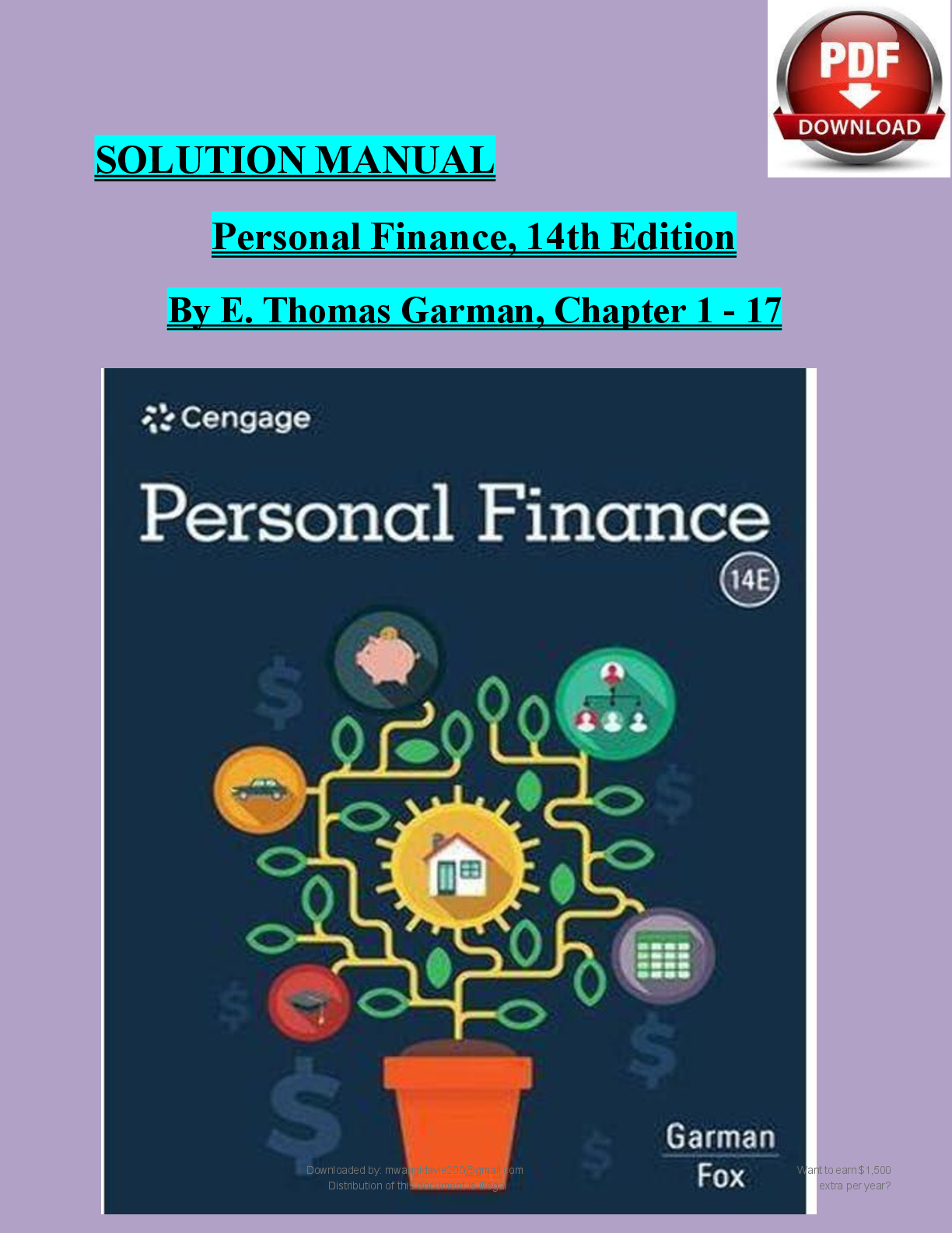 Preview page 2 of PERSONAL FINANCE   (14TH EDITION) BY E  THOMAS GARMAN AND   RAYMOND E FORGUE  100%  GUARANTEED  PASS