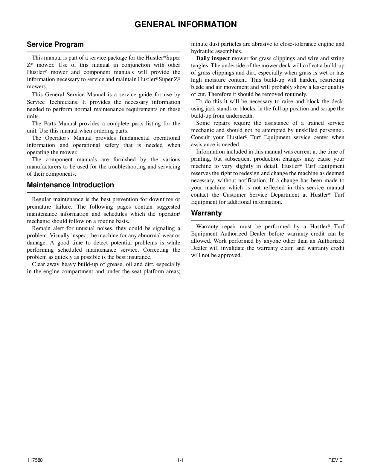 Preview page 4 of HUSTLER Z HYPERDRIVE LAWNMOWER SERVICE REPAIR ENGINE MANUAL