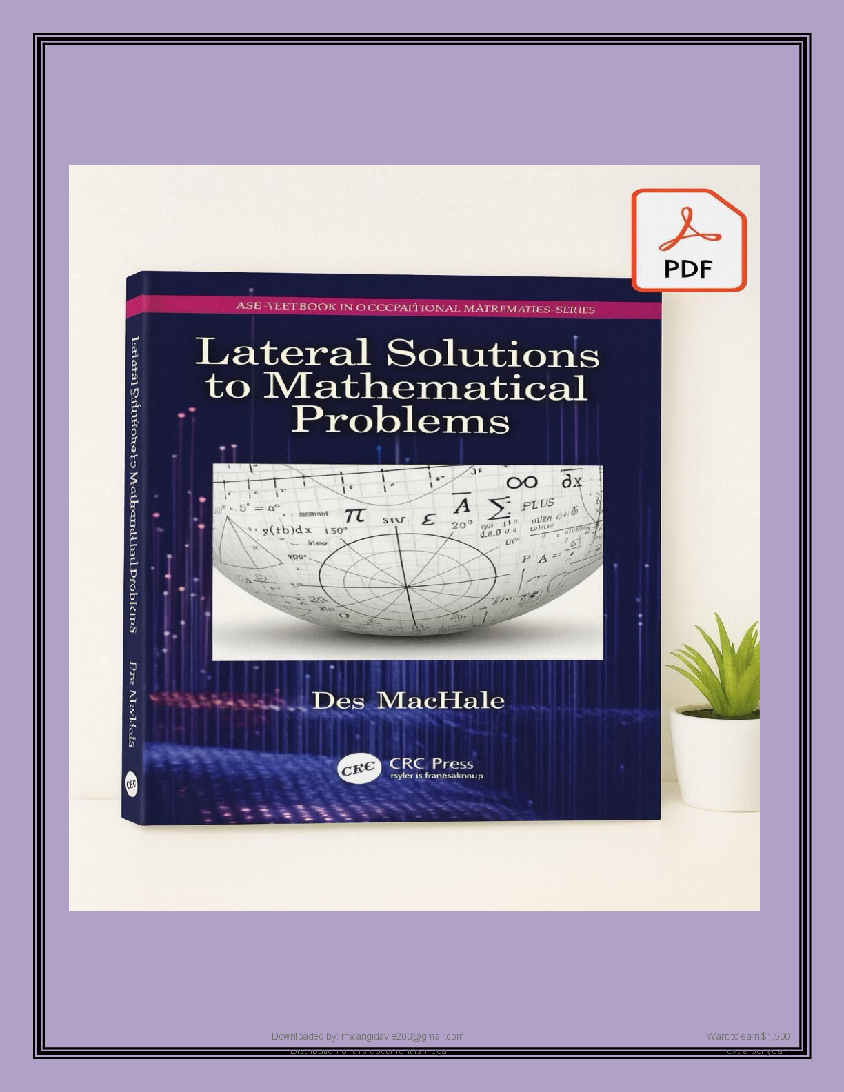 Preview page 2 of MATHEMATICAL   PROBLEMS (1ST  EDITION, 1991) BY  DES  MACHALE IS A  COLLECTION  VERIFIED CORRECT  SOLUTIONS