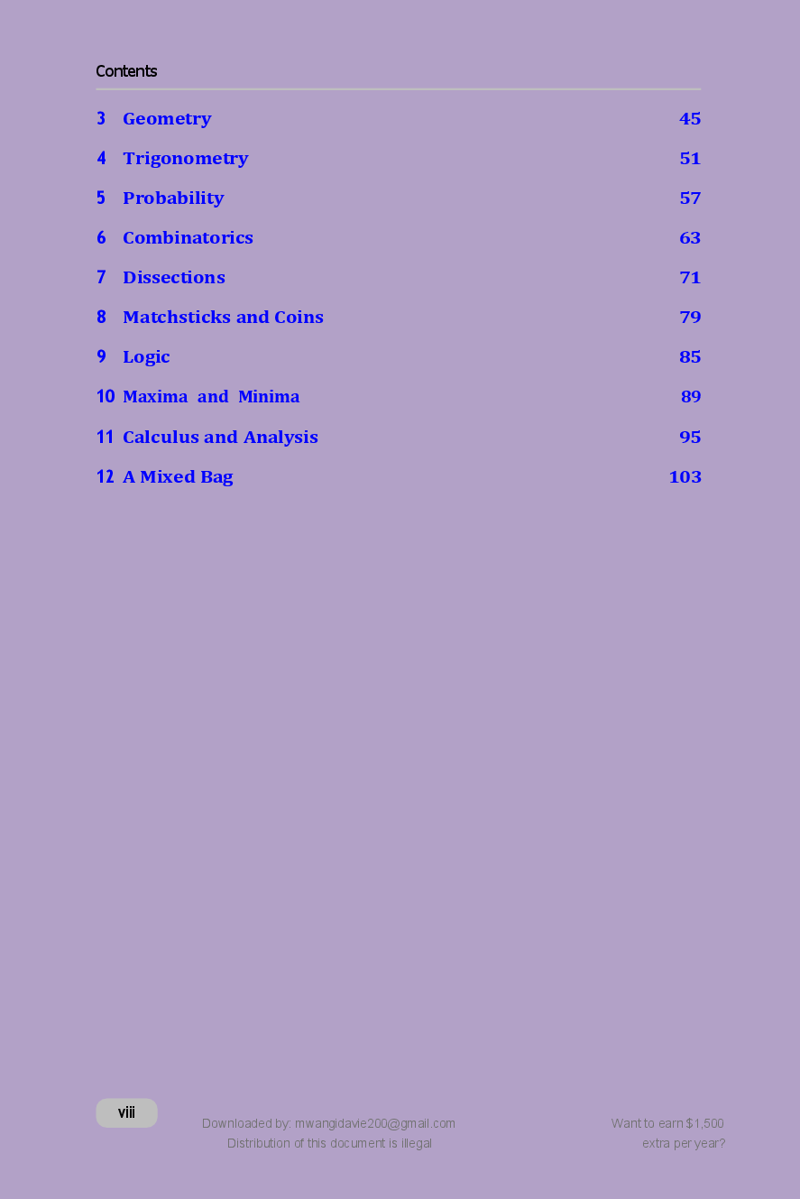 Preview page 3 of MATHEMATICAL   PROBLEMS (1ST  EDITION, 1991) BY  DES  MACHALE IS A  COLLECTION  VERIFIED CORRECT  SOLUTIONS