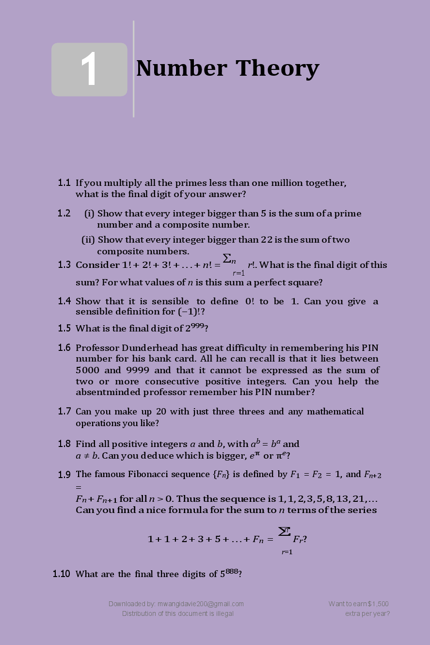 Preview page 8 of MATHEMATICAL   PROBLEMS (1ST  EDITION, 1991) BY  DES  MACHALE IS A  COLLECTION  VERIFIED CORRECT  SOLUTIONS