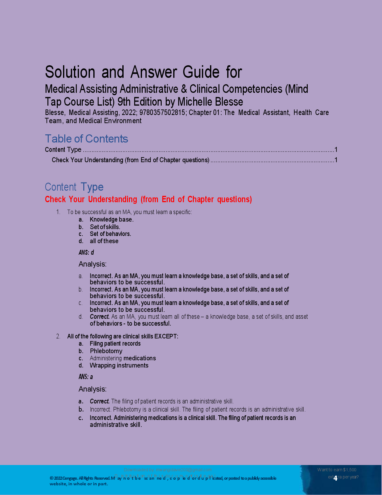 Preview page 3 of MEDICAL ASSISTING   ADMINISTRATIVE  CLINICAL  COMPETENCIES   MINDTAP COURSE  VERIFIED SOLUTIONS
