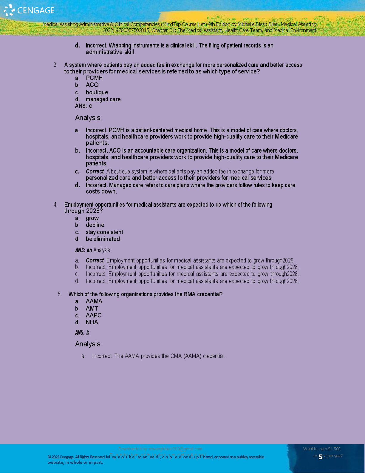 Preview page 4 of MEDICAL ASSISTING   ADMINISTRATIVE  CLINICAL  COMPETENCIES   MINDTAP COURSE  VERIFIED SOLUTIONS
