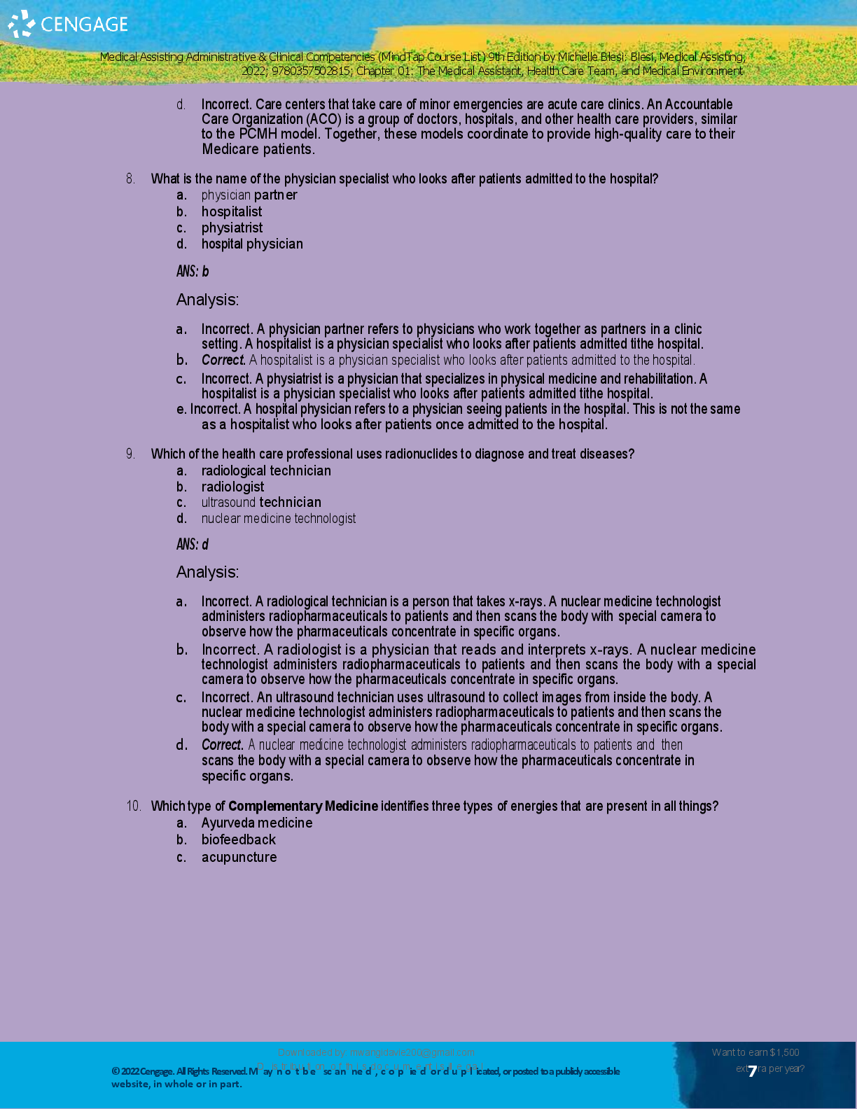 Preview page 6 of MEDICAL ASSISTING   ADMINISTRATIVE  CLINICAL  COMPETENCIES   MINDTAP COURSE  VERIFIED SOLUTIONS