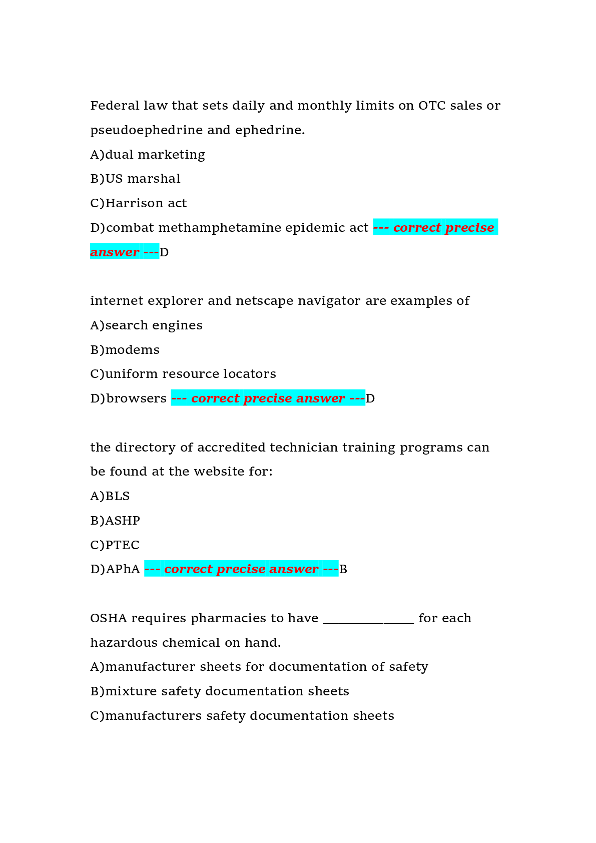 Preview page 7 of Walgreens Pharmacy Technician Certification Board (PTCB) Exam Prep | Walgreens | Complete Practice Questions with Answer