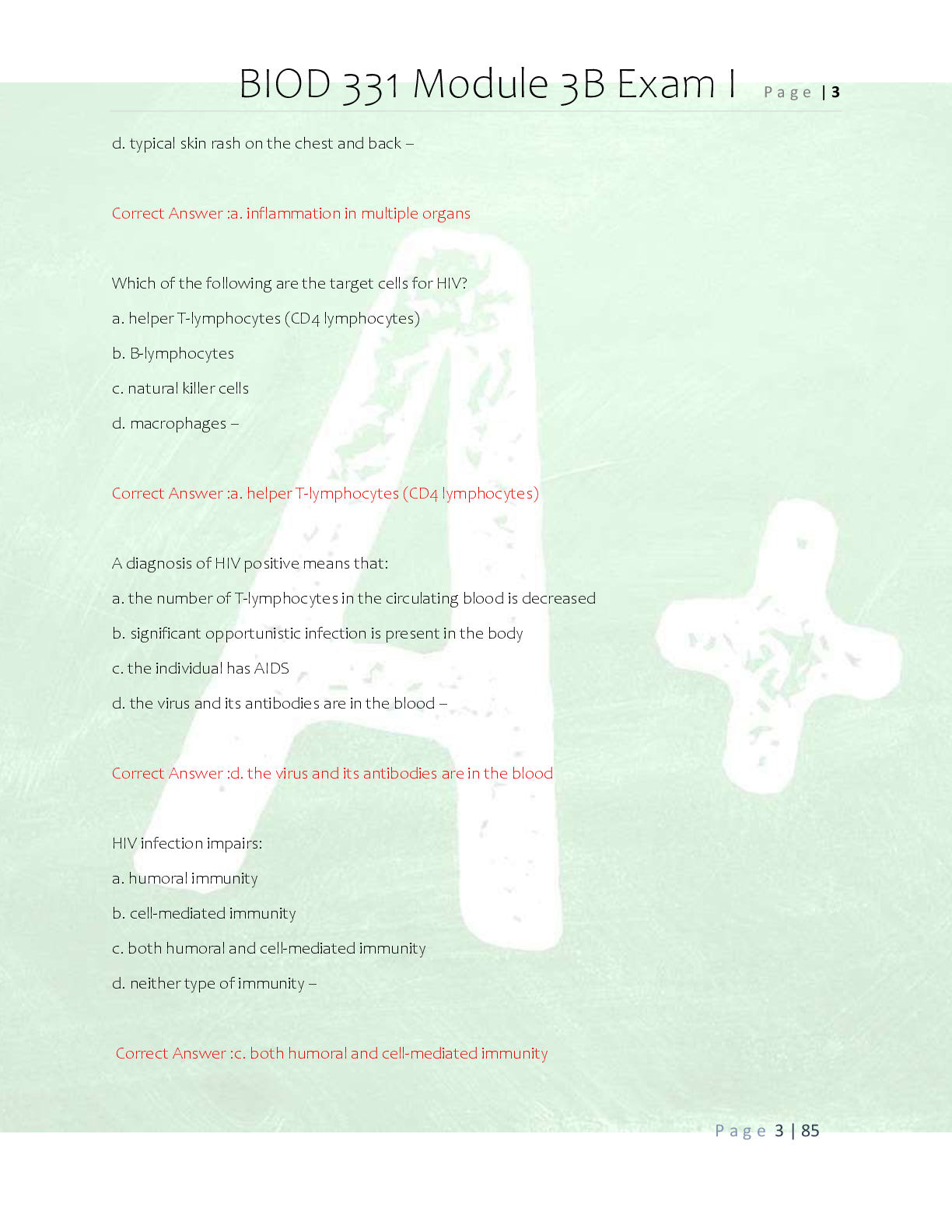 Preview page 3 of BIOD 331 Pathophysiology Module 5  Exam Review- Questions and Correct  Answers/ BIOD 331 Module 5 Problem  Set Practice
