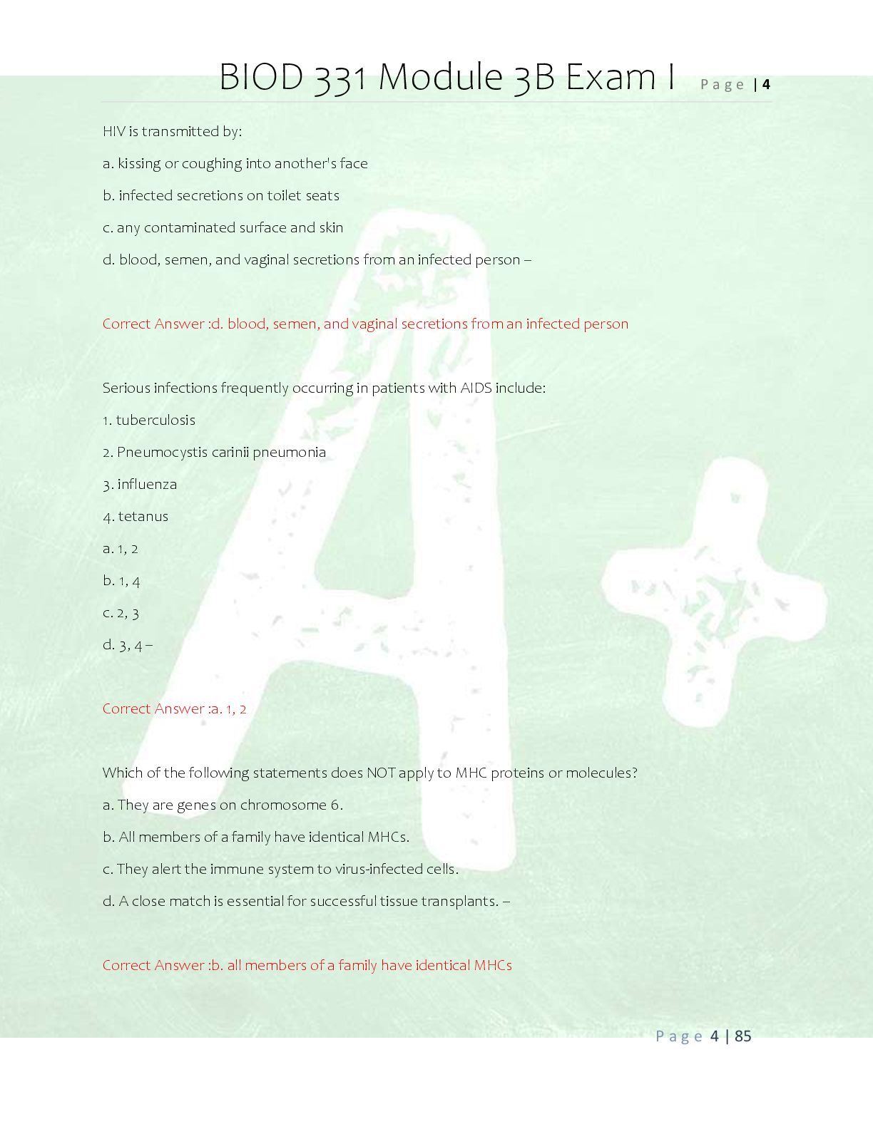 Preview page 4 of BIOD 331 Pathophysiology Module 5  Exam Review- Questions and Correct  Answers/ BIOD 331 Module 5 Problem  Set Practice
