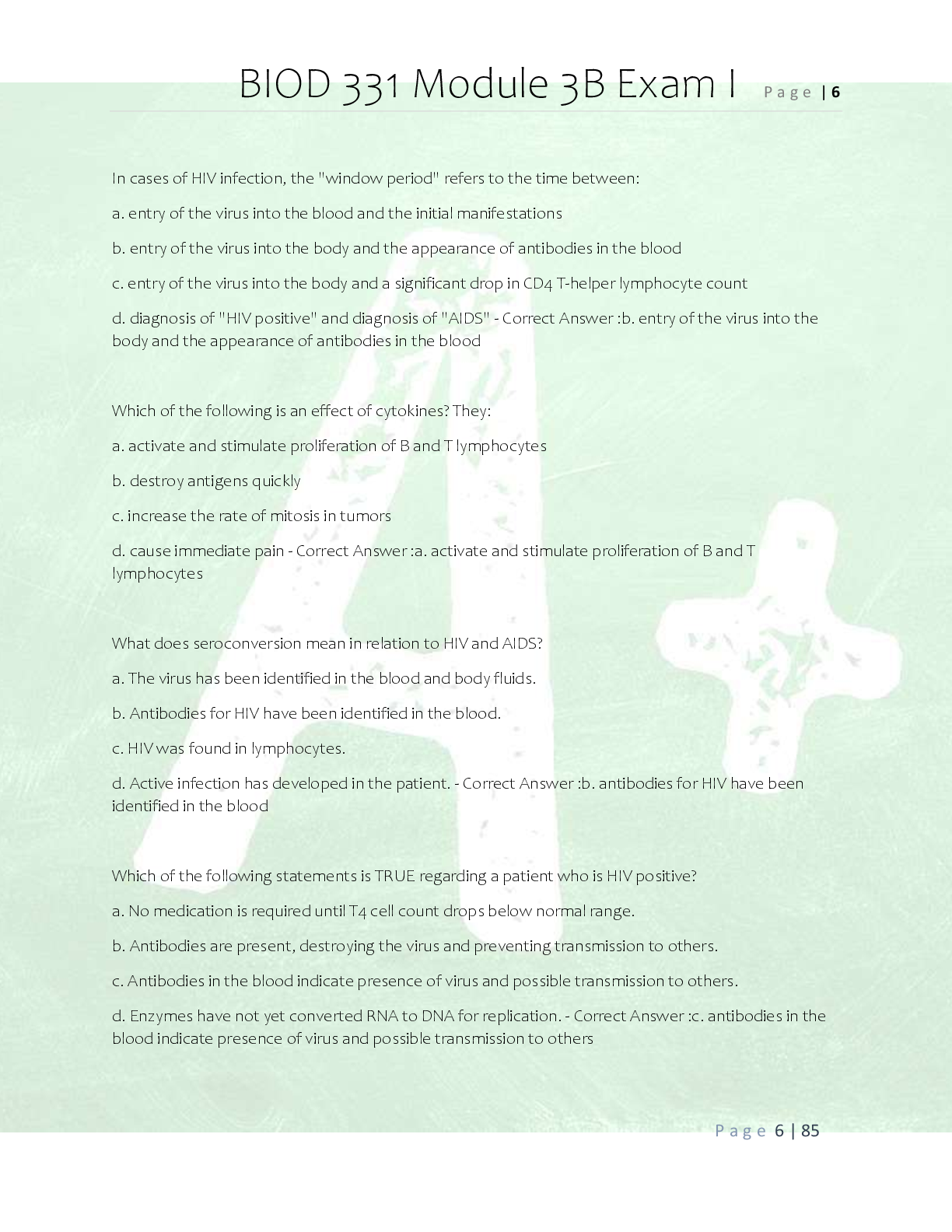 Preview page 6 of BIOD 331 Pathophysiology Module 5  Exam Review- Questions and Correct  Answers/ BIOD 331 Module 5 Problem  Set Practice
