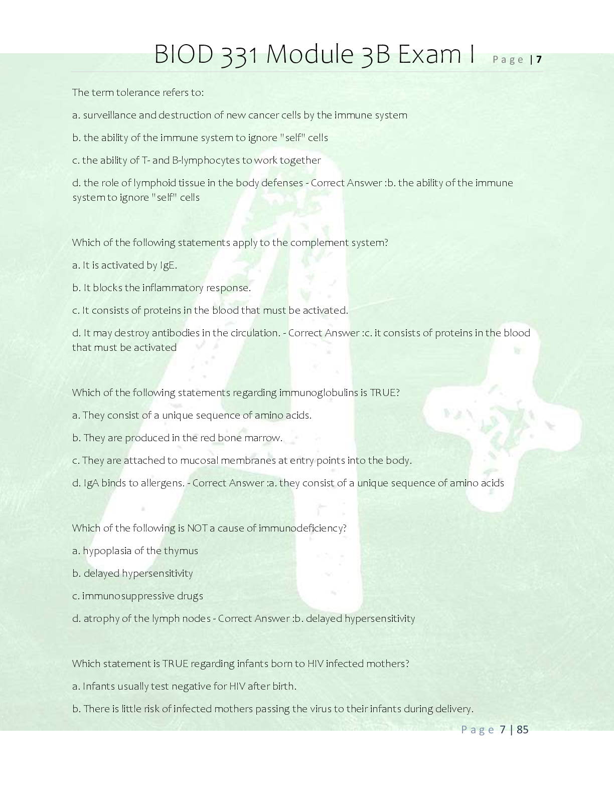 Preview page 7 of BIOD 331 Pathophysiology Module 5  Exam Review- Questions and Correct  Answers/ BIOD 331 Module 5 Problem  Set Practice
