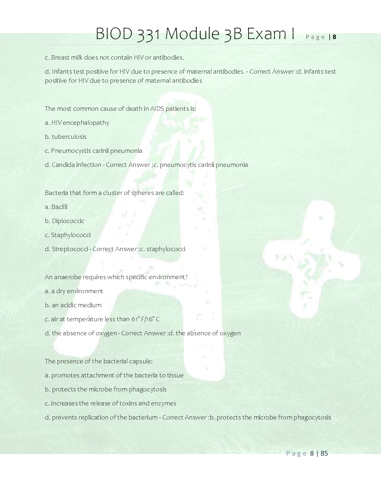 Preview page 8 of BIOD 331 Pathophysiology Module 5  Exam Review- Questions and Correct  Answers/ BIOD 331 Module 5 Problem  Set Practice