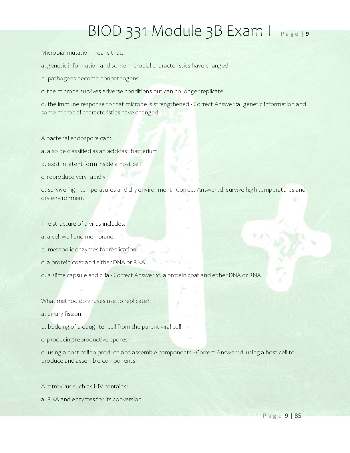 Preview page 9 of BIOD 331 Pathophysiology Module 5  Exam Review- Questions and Correct  Answers/ BIOD 331 Module 5 Problem  Set Practice